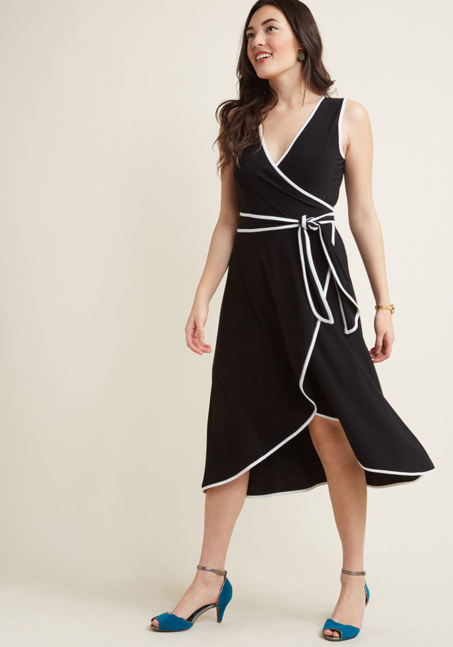 ModCloth - To Dare and Contrast Midi Wrap Dress