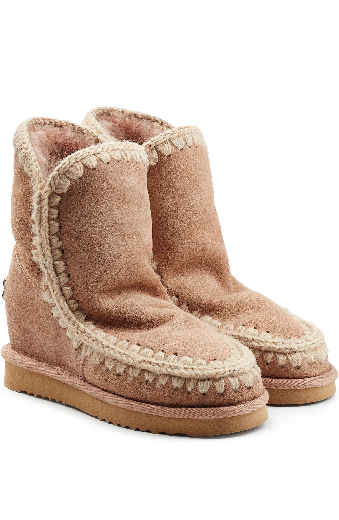 Mou - Short Sheepskin Wedge Boots
