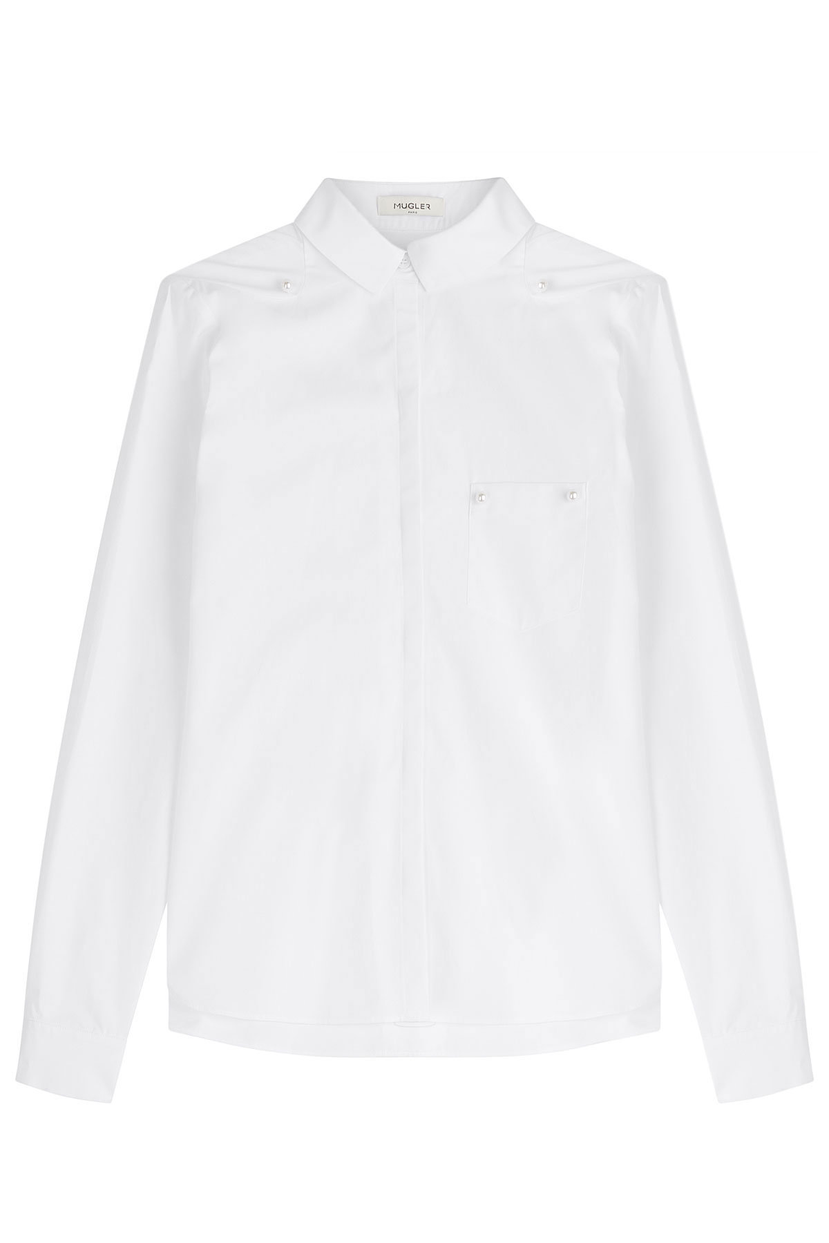Cotton Shirt with Faux Pearls by Mugler