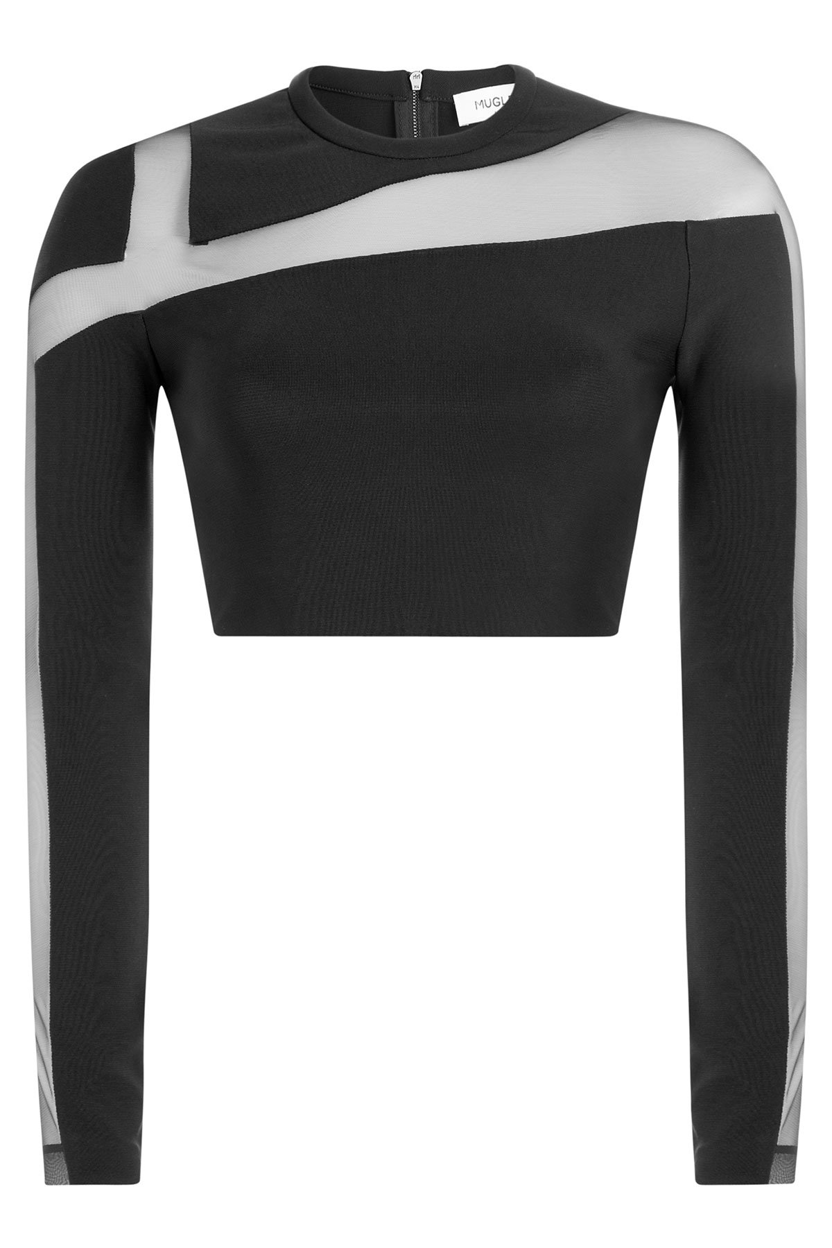 Cropped Top with Sheer Insert by Mugler