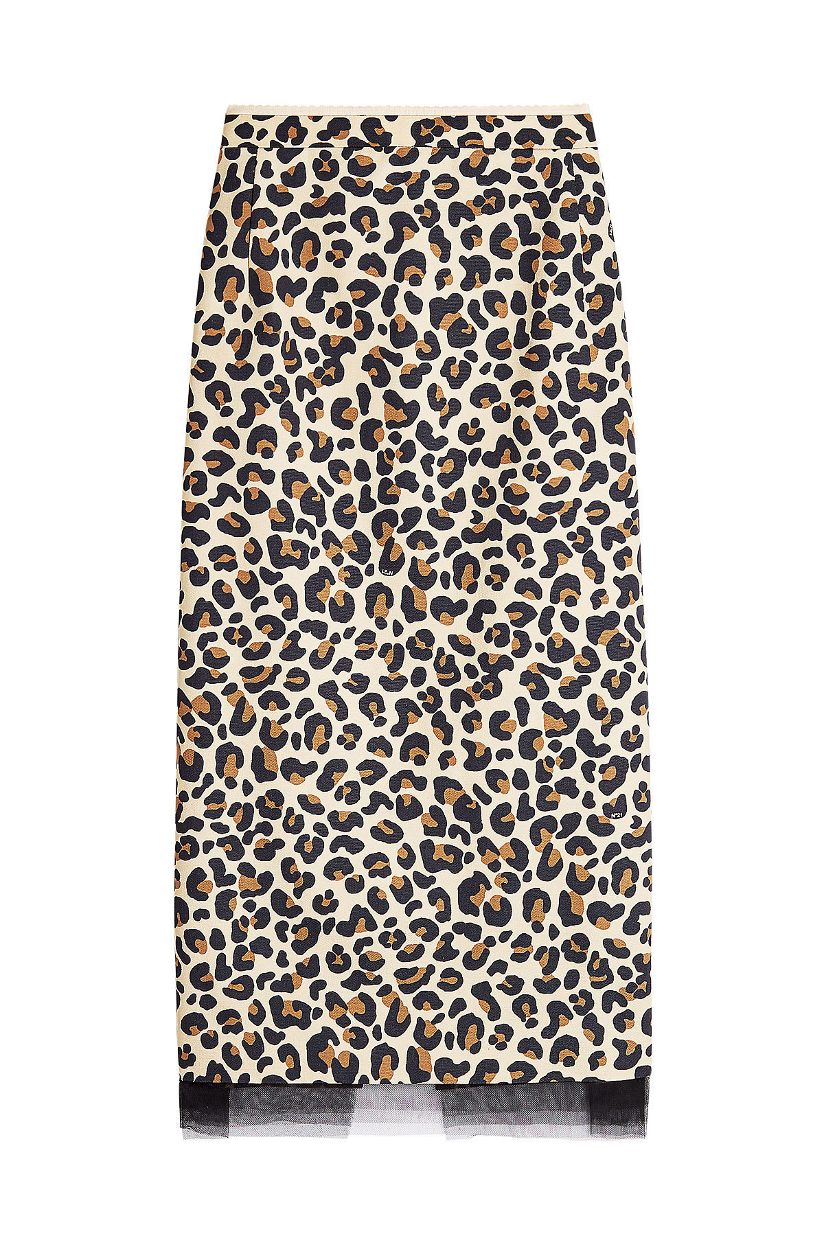 N°21 - Printed Cotton Pencil Skirt with Tulle