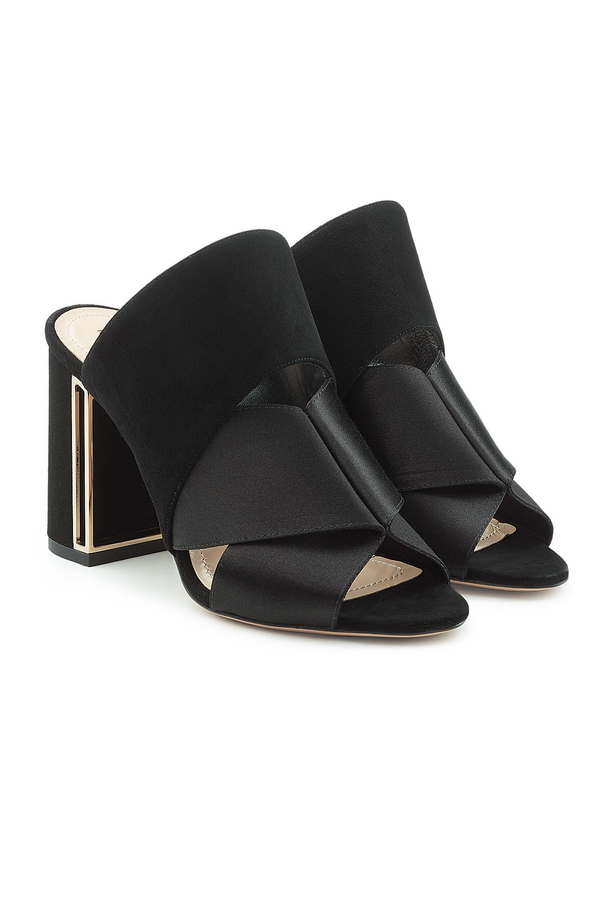 Nini Mules in Satin and Suede by Nicholas Kirkwood