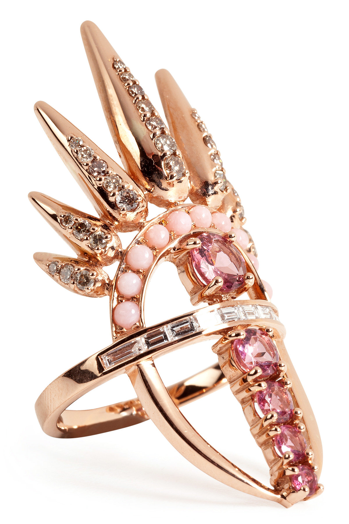 Nikos Koulis - 18kt Pink Gold Spectrum Ring with Diamonds and Tourmaline