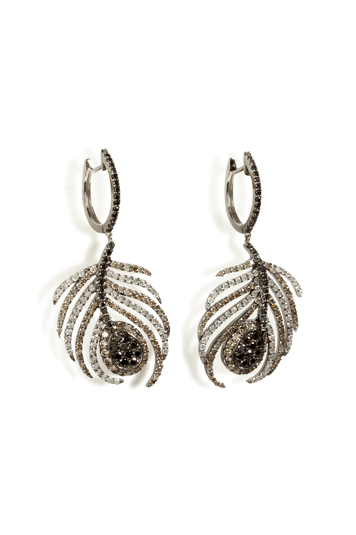 Nikos Koulis - Black Rhodium/Diamond Paradise Peacock Earrings