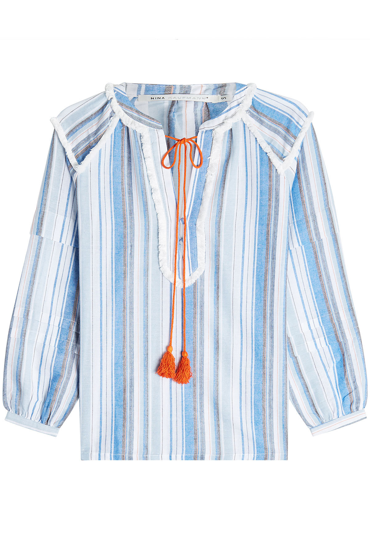 Nina Kaufmann - Striped Cotton Blouse with Tassels