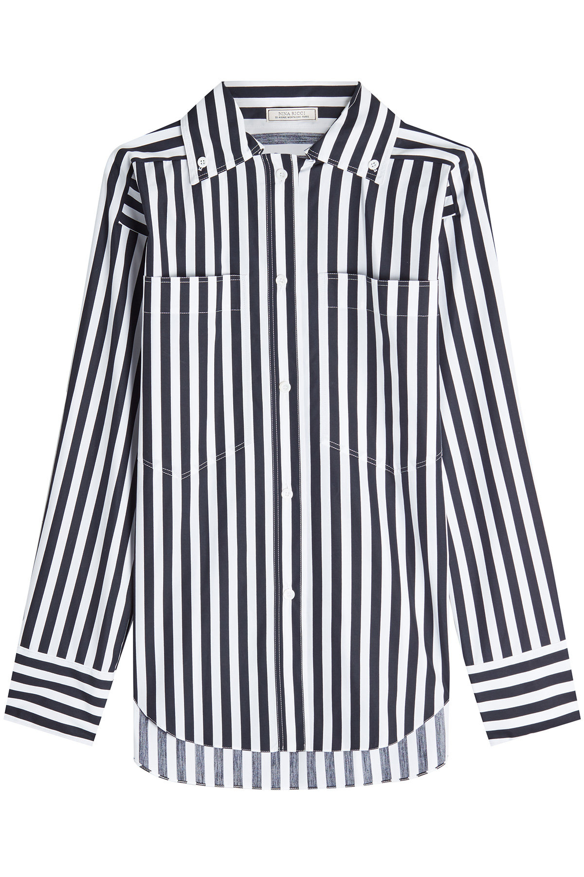 Nina Ricci - Striped Cotton Shirt with High-Low Hemline