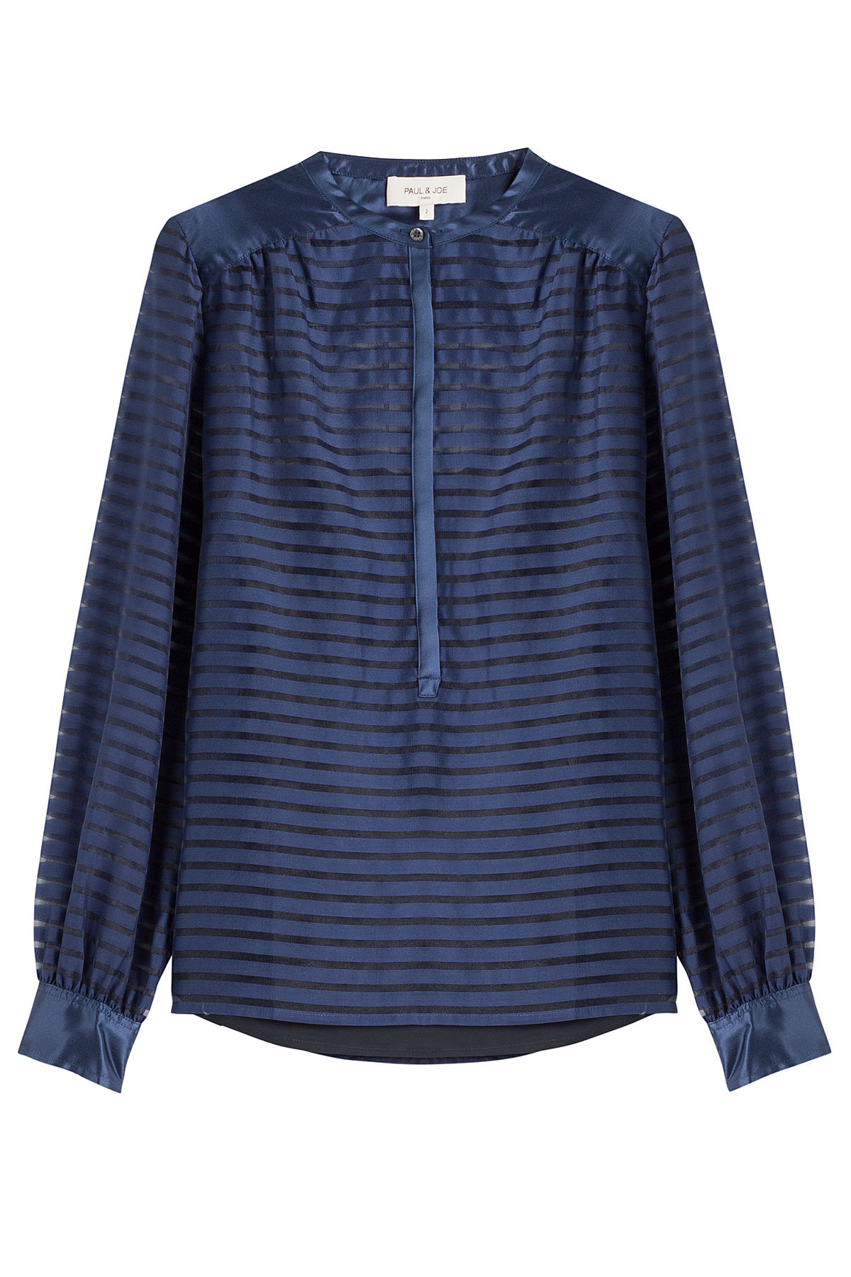 Sheer Panel Striped Silk Blouse by Paul & Joe