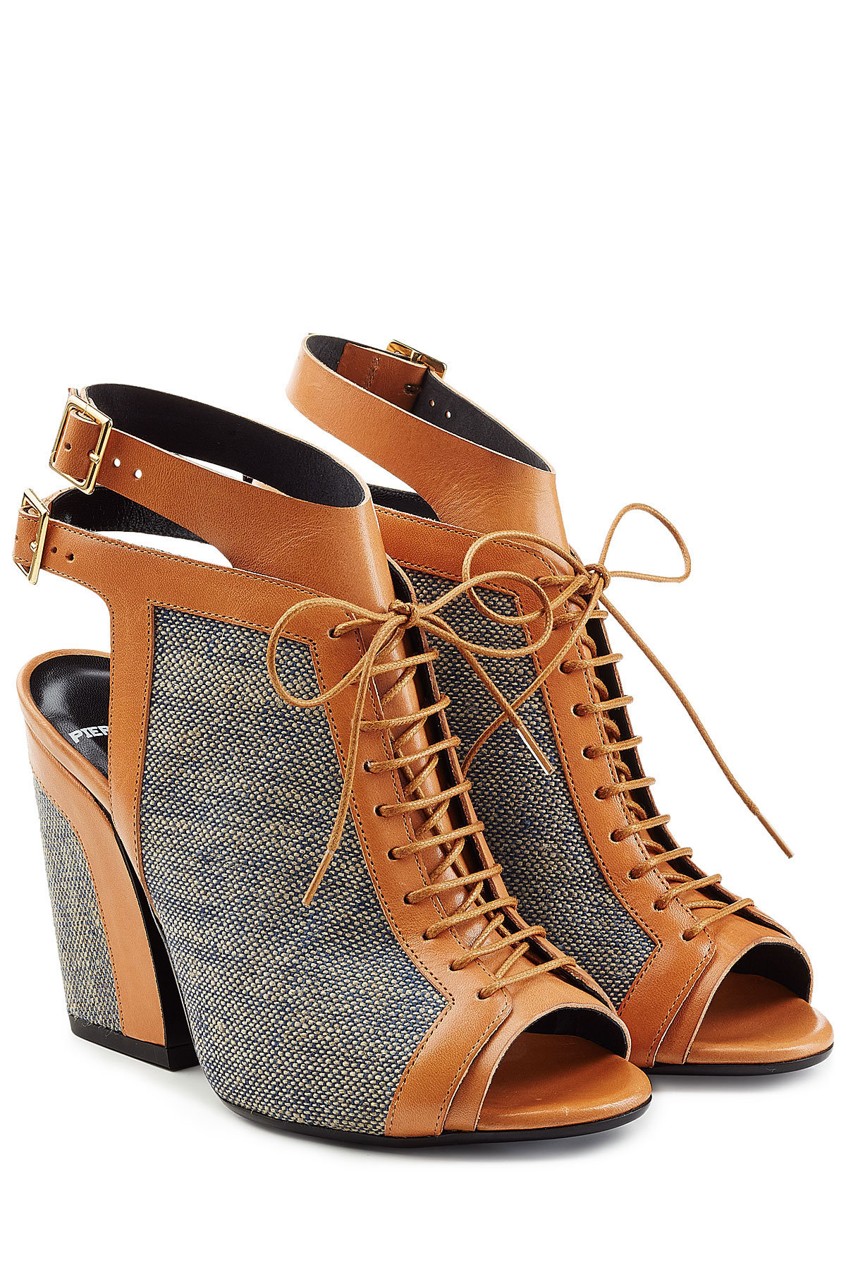 Pierre Hardy - Linen Sandals with Leather Trim