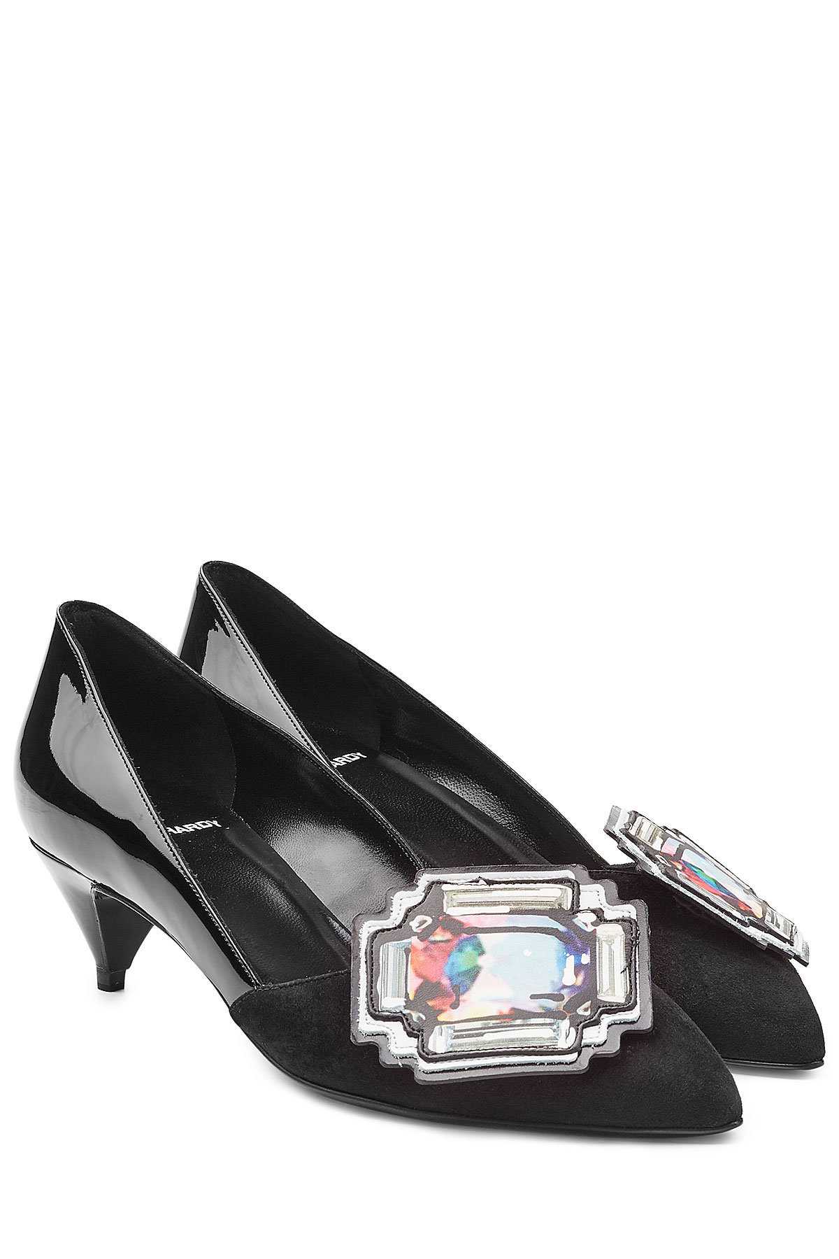 Pierre Hardy - Suede and Patent Leather Kitten Heel Pumps