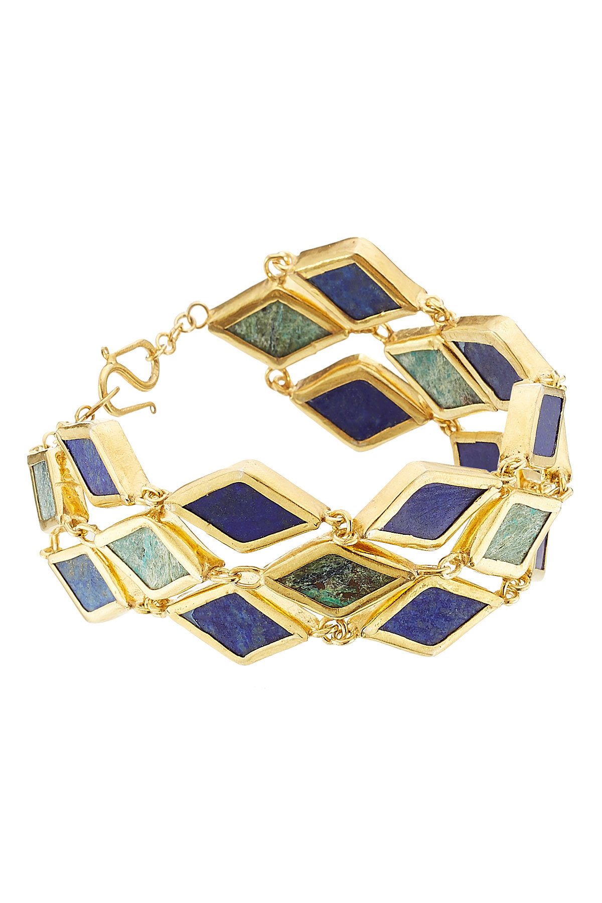 Gold Plated Silver Bracelet with Chrysocolla by Pippa Small