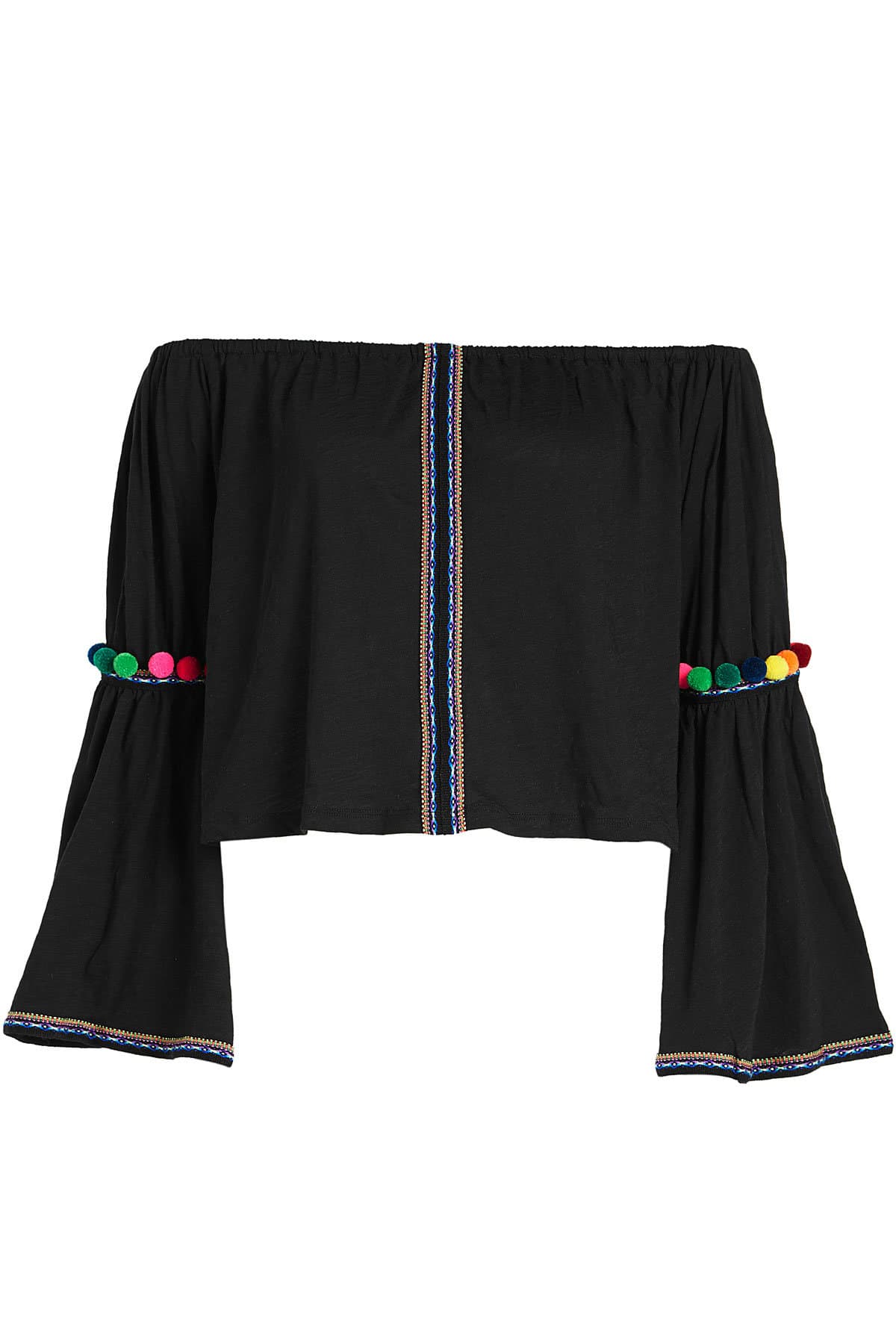 Pitusa - Pom Pom Cropped Cotton Blouse