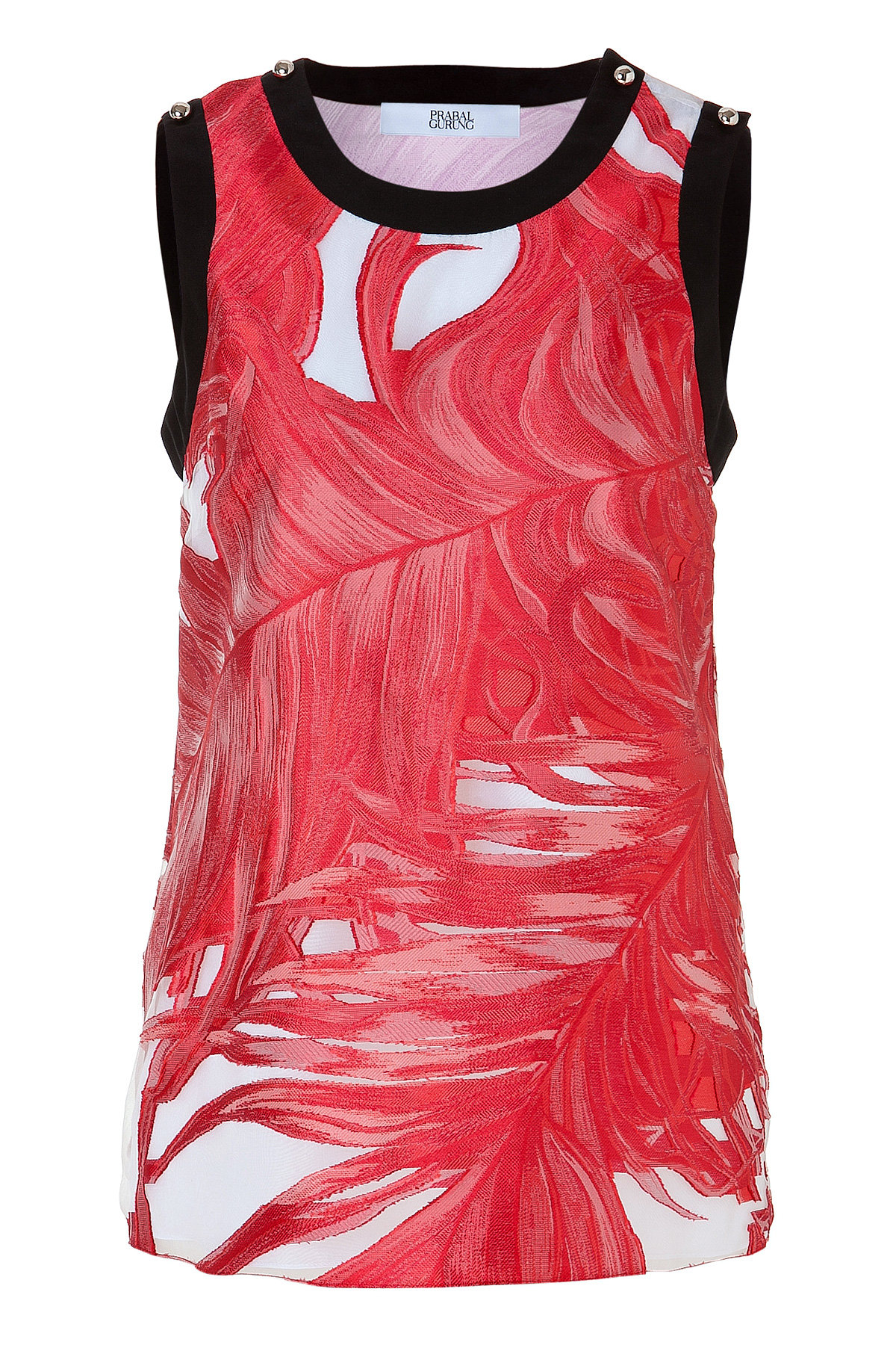 Silk Fil Coupé Tank in Vermilion by Prabal Gurung