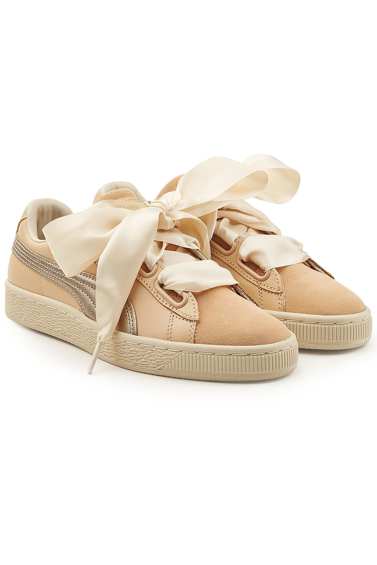 Puma - Basket Heart Suede and Leather Sneakers