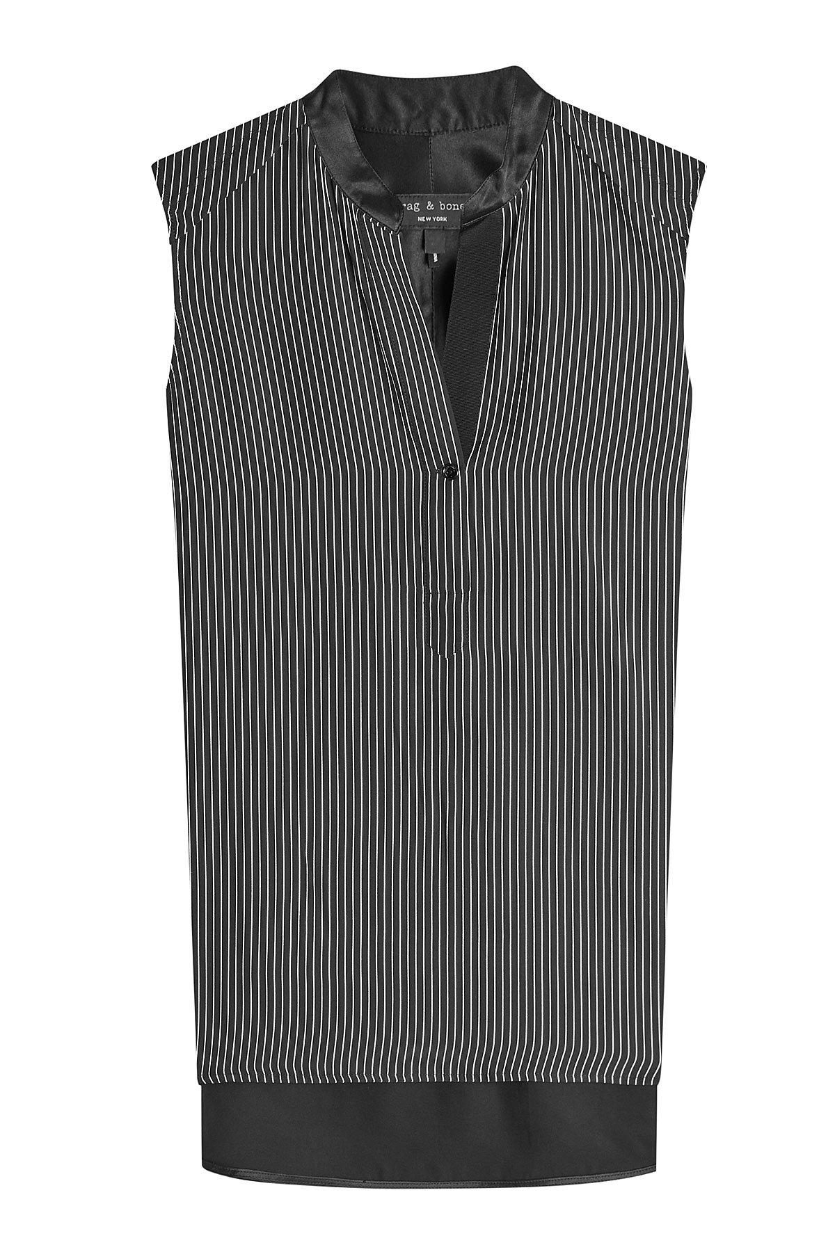 Rag & Bone - Pinstriped Silk Sleeveless Blouse