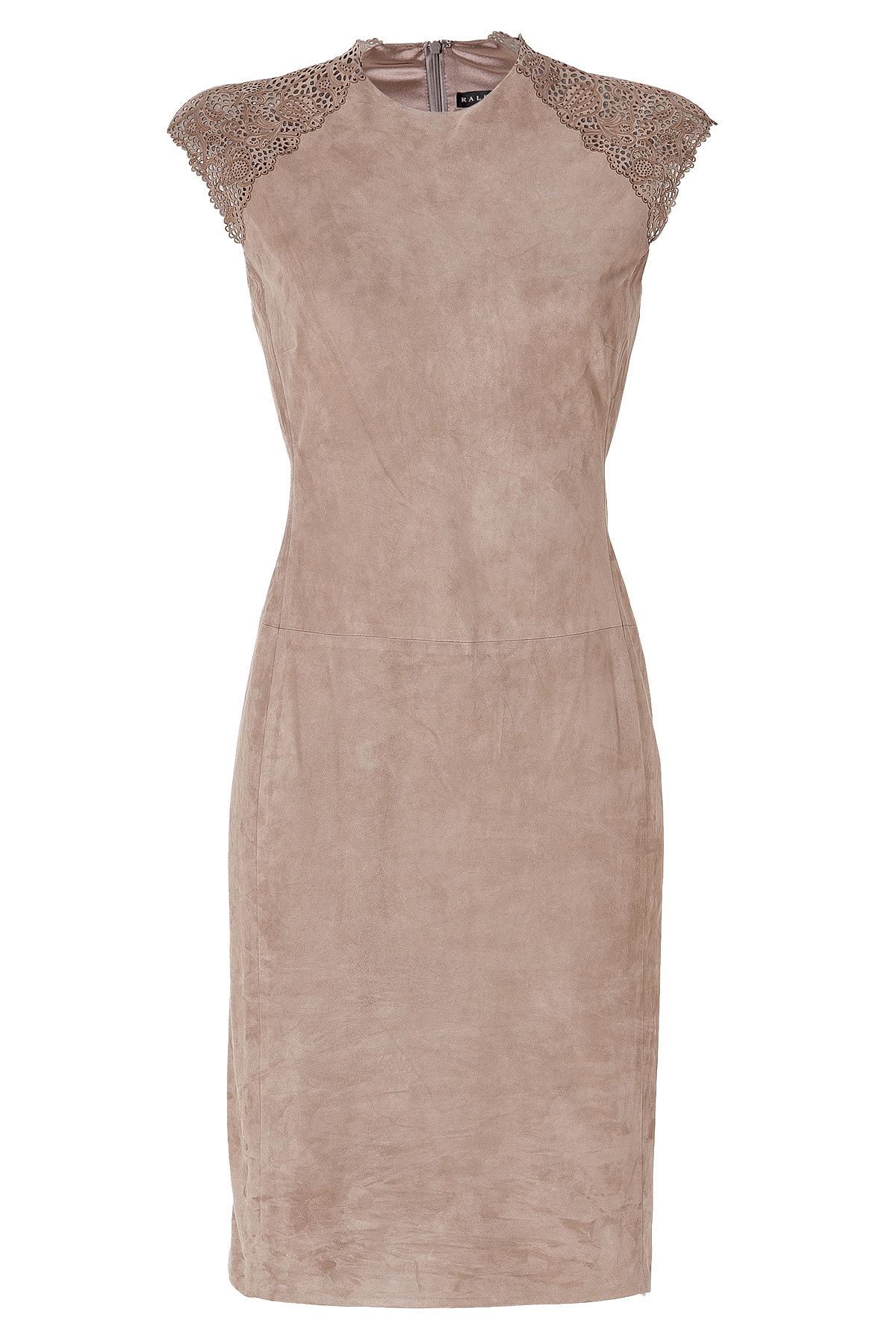 Ralph Lauren Black Label - Suede/Laser Cut Leather Dress in Mink