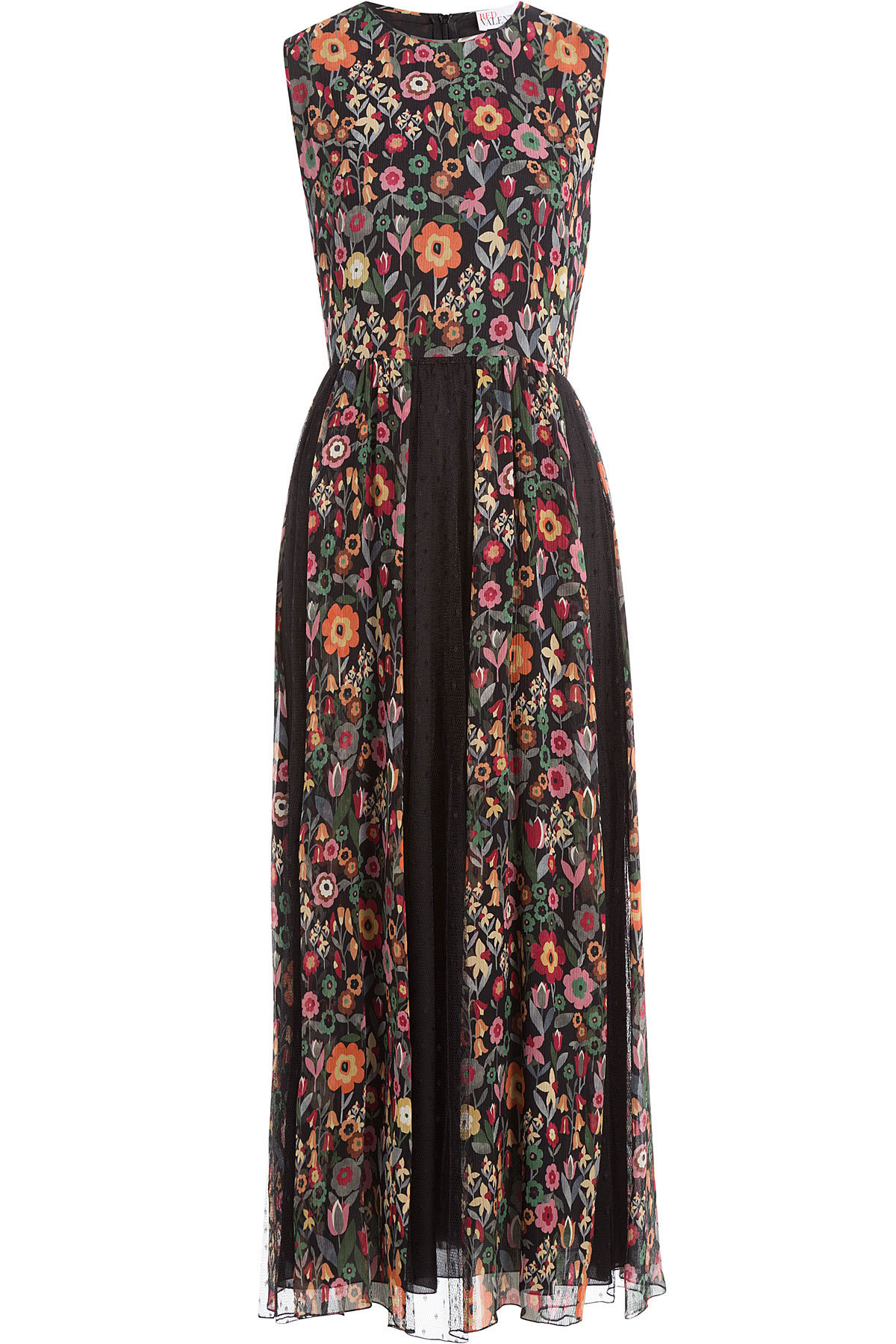 Red Valentino - Crepe Floral Print Mid-Length Dress