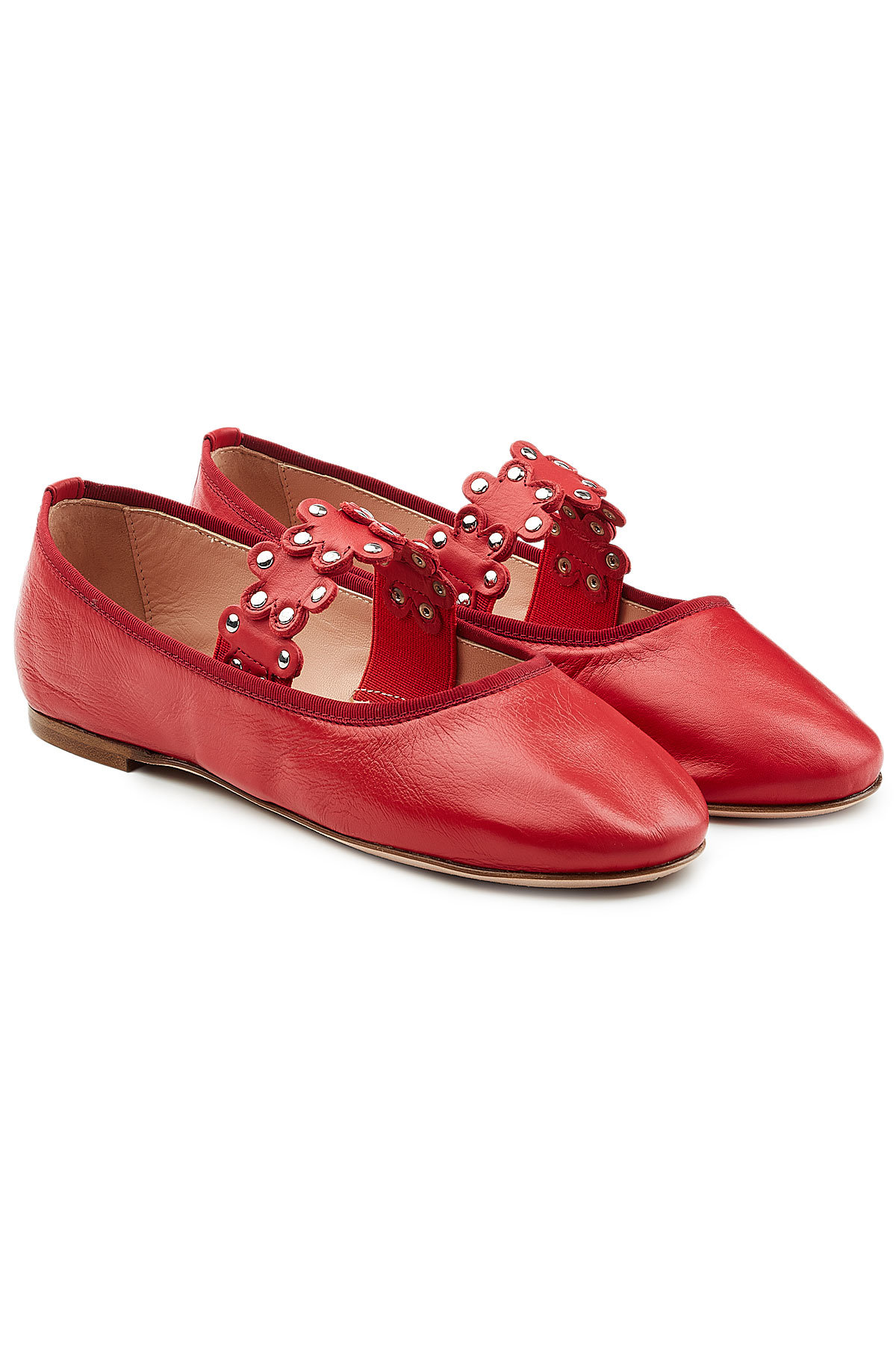 Leather Ballerinas with Stud Embellishment by Red Valentino