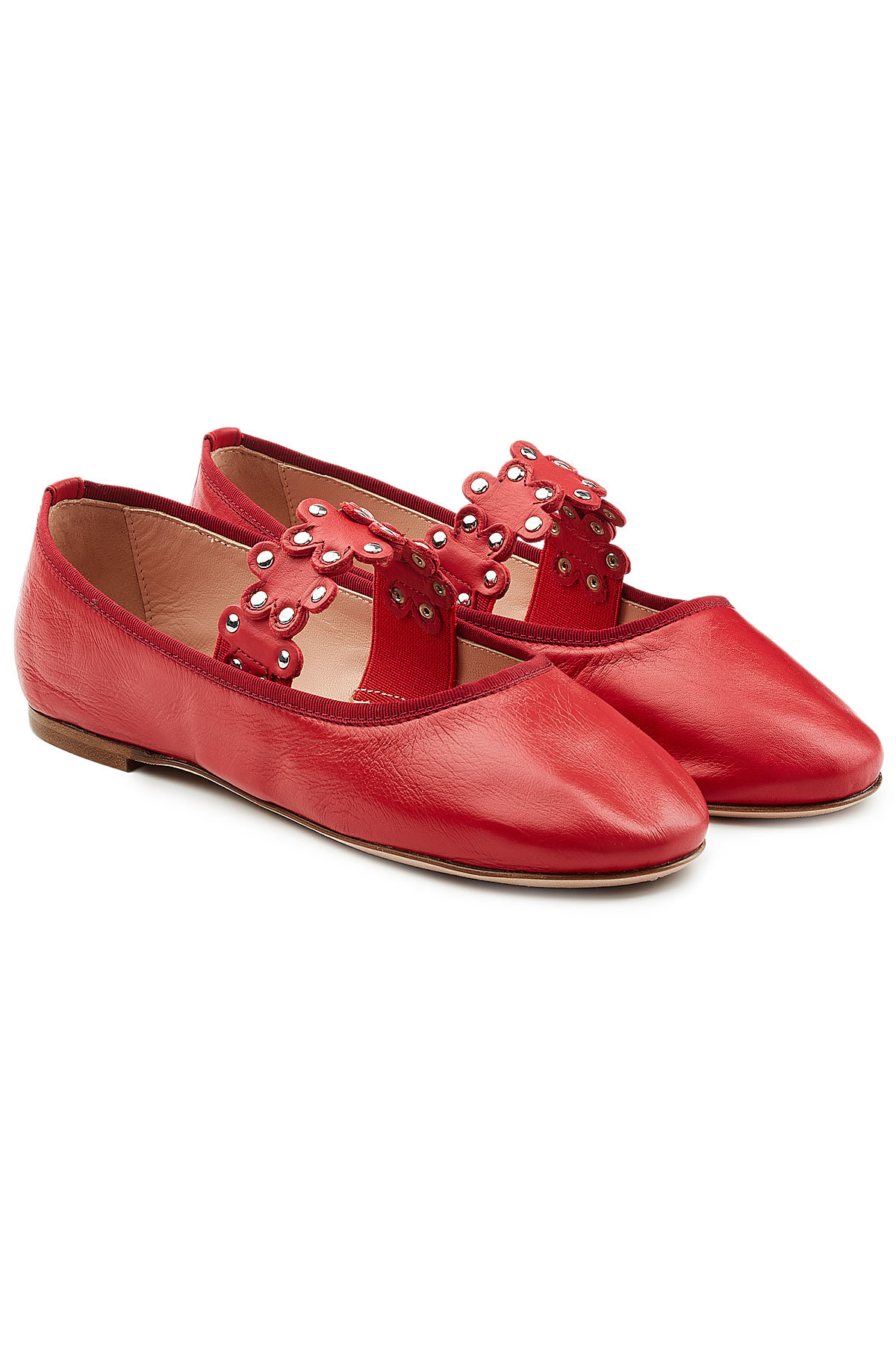 Red Valentino - Leather Ballerinas with Stud Embellishment