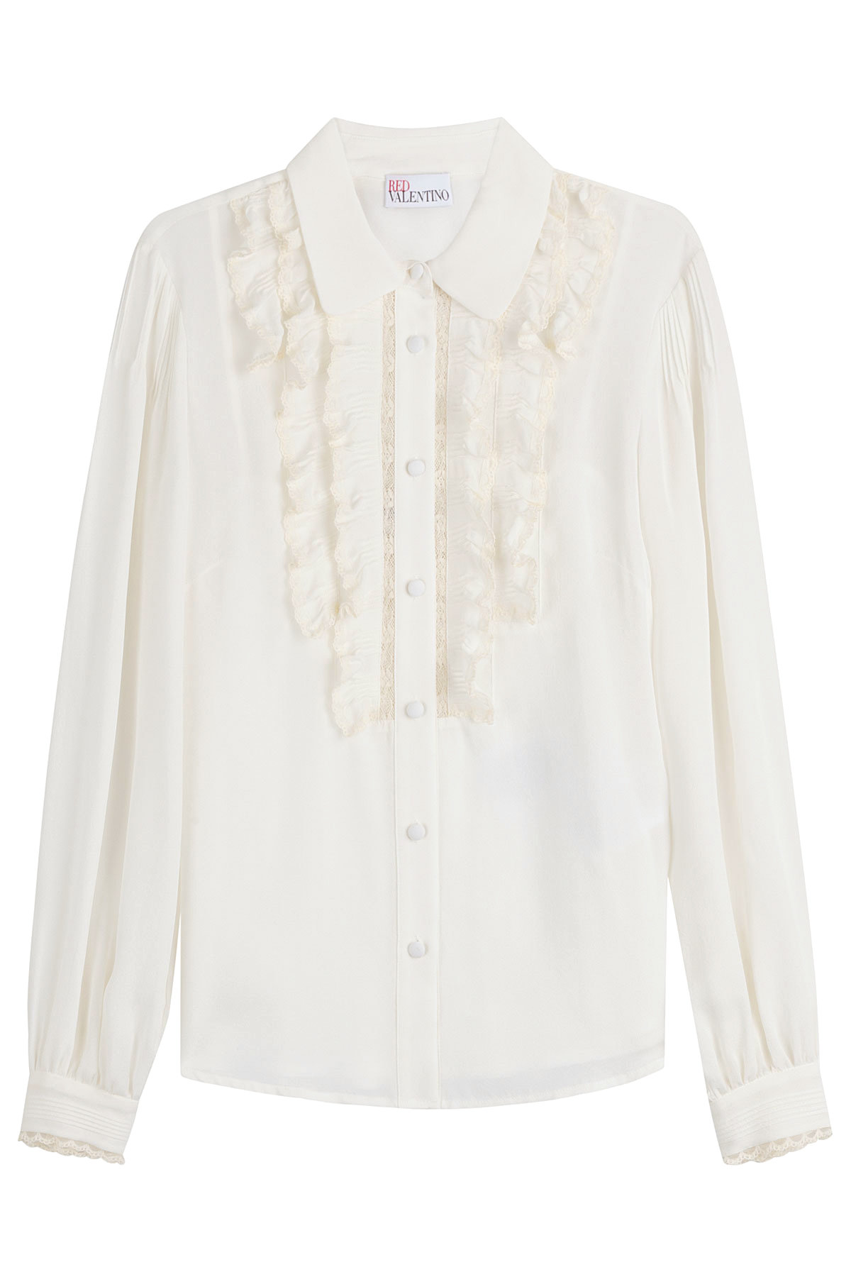 Red Valentino - Silk Blouse with Lace Ruffle Trim