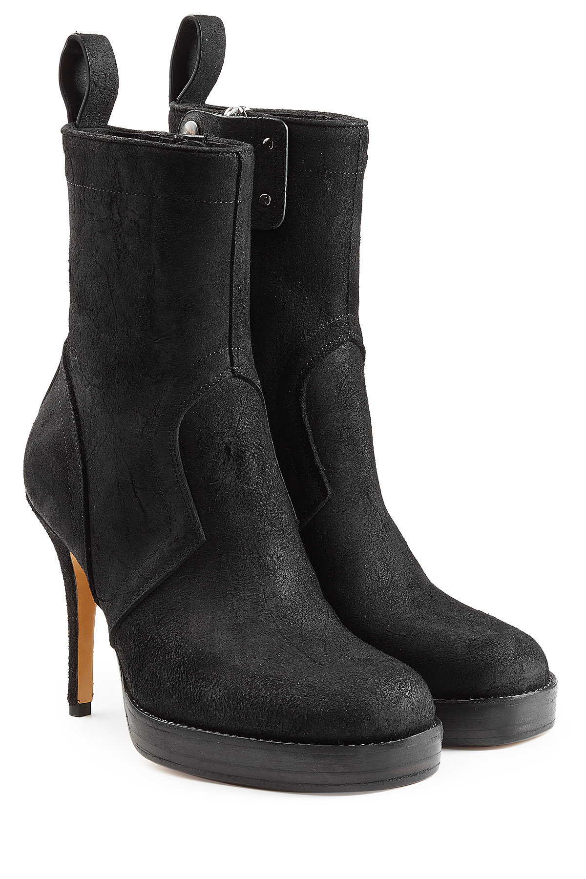 Rick Owens - Suede Platform Ankle Boots