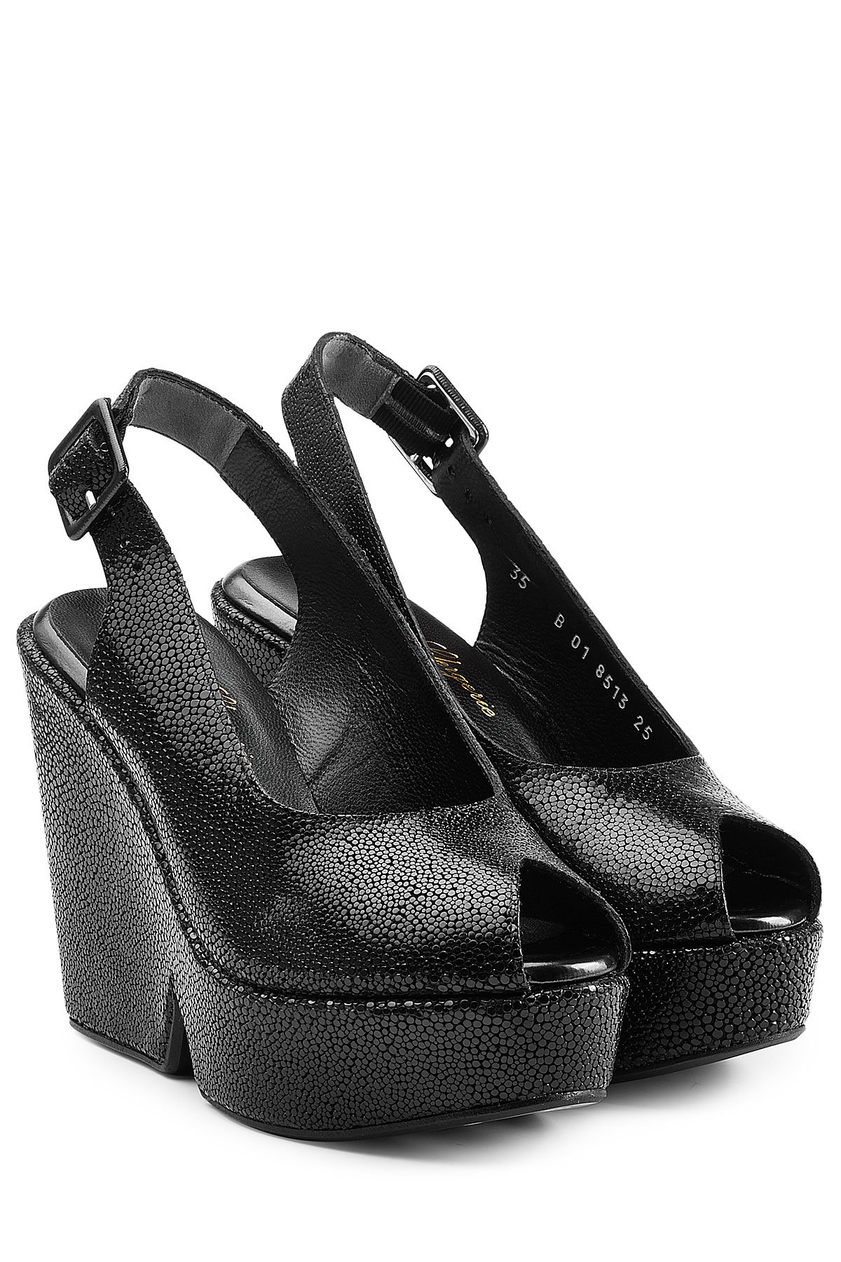 Textured Leather Platform Sandals by Robert Clergerie