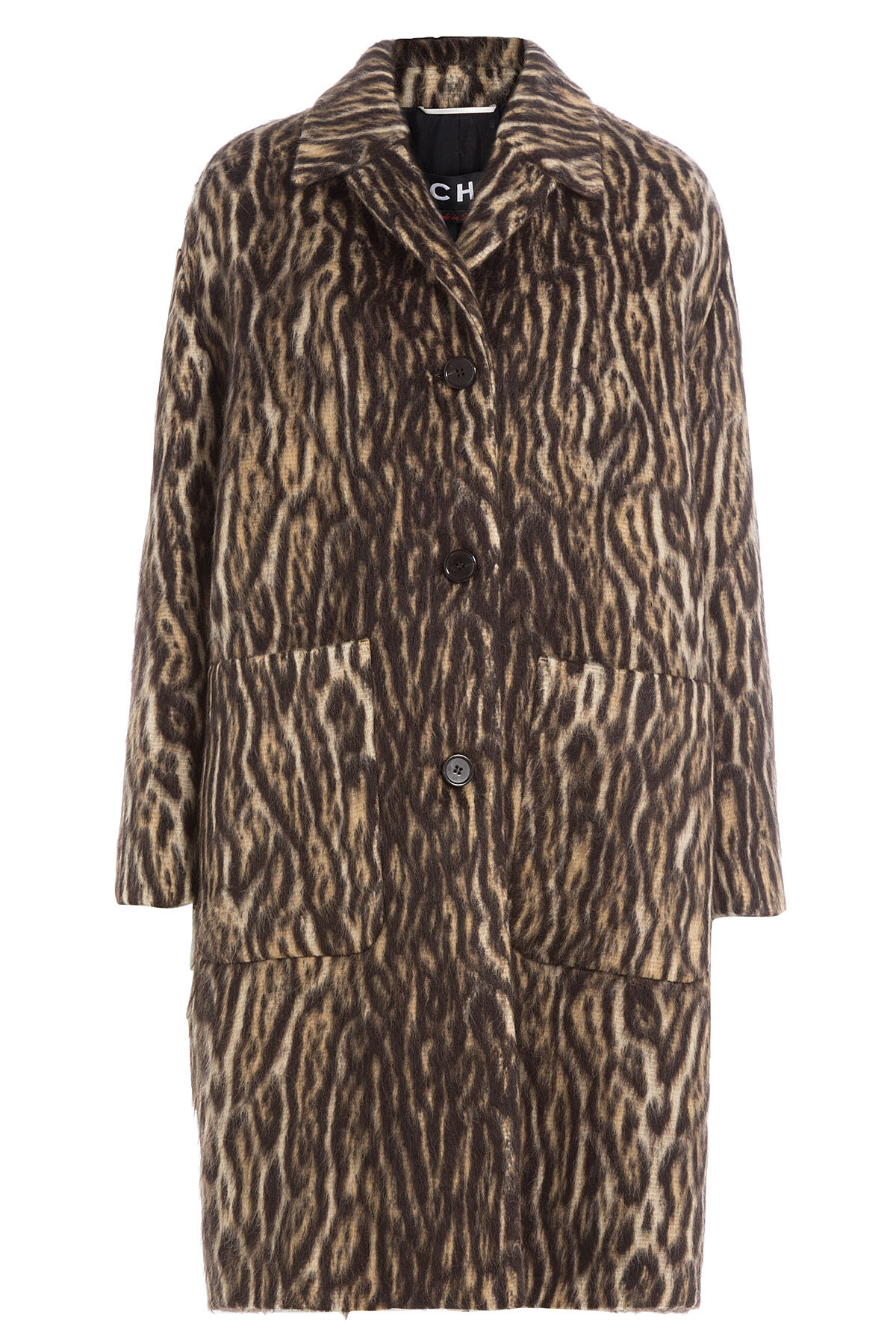 Animal Print Coat with Virgin Wool and Alpaca by Rochas