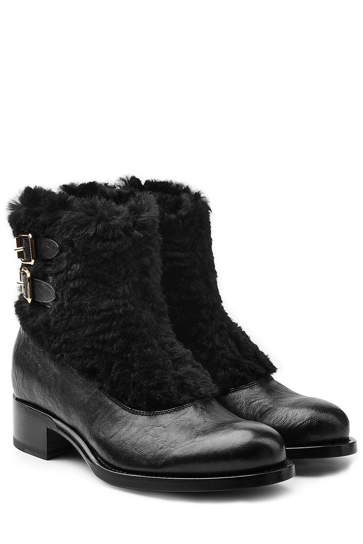 Rupert Sanderson - Leather Ankle Boots with Fur