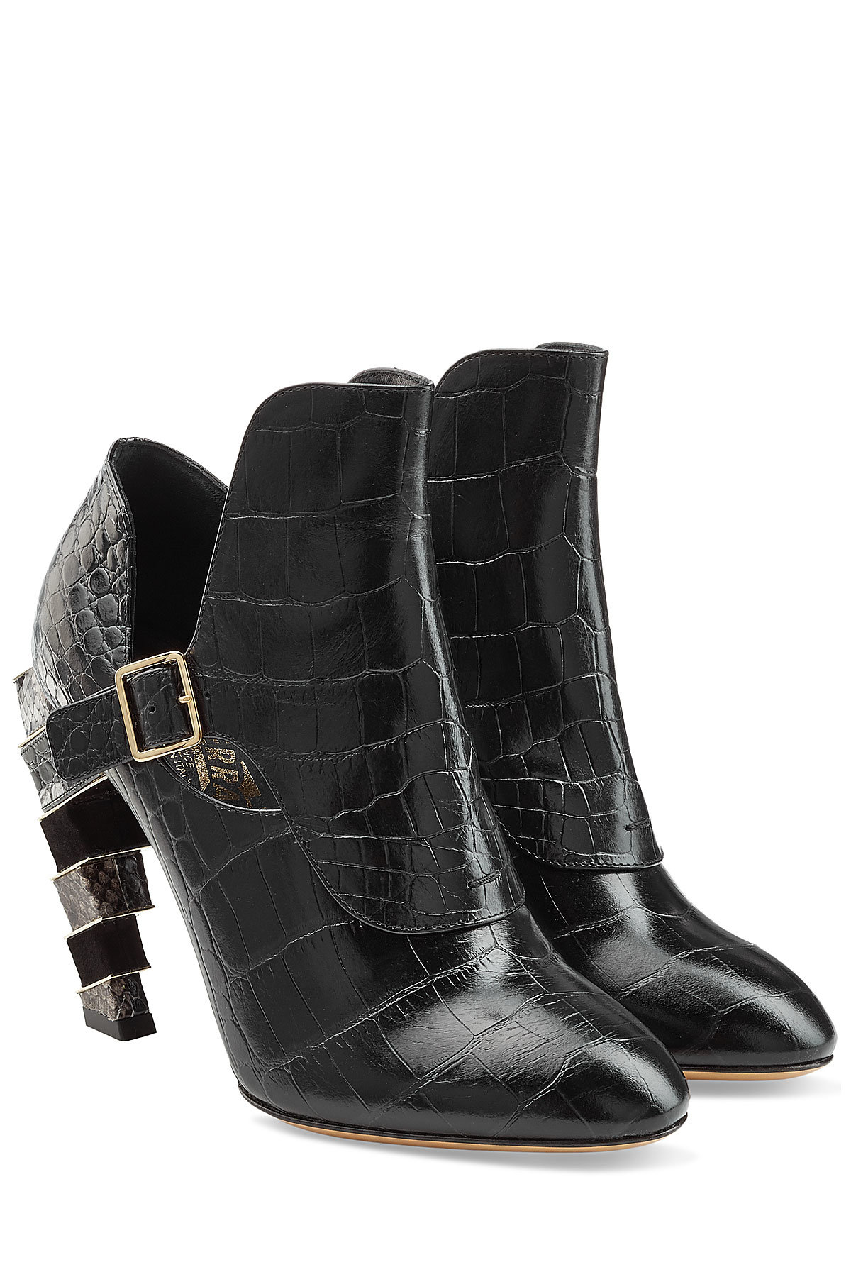 Salvatore Ferragamo - Embossed Leather Ankle Boots