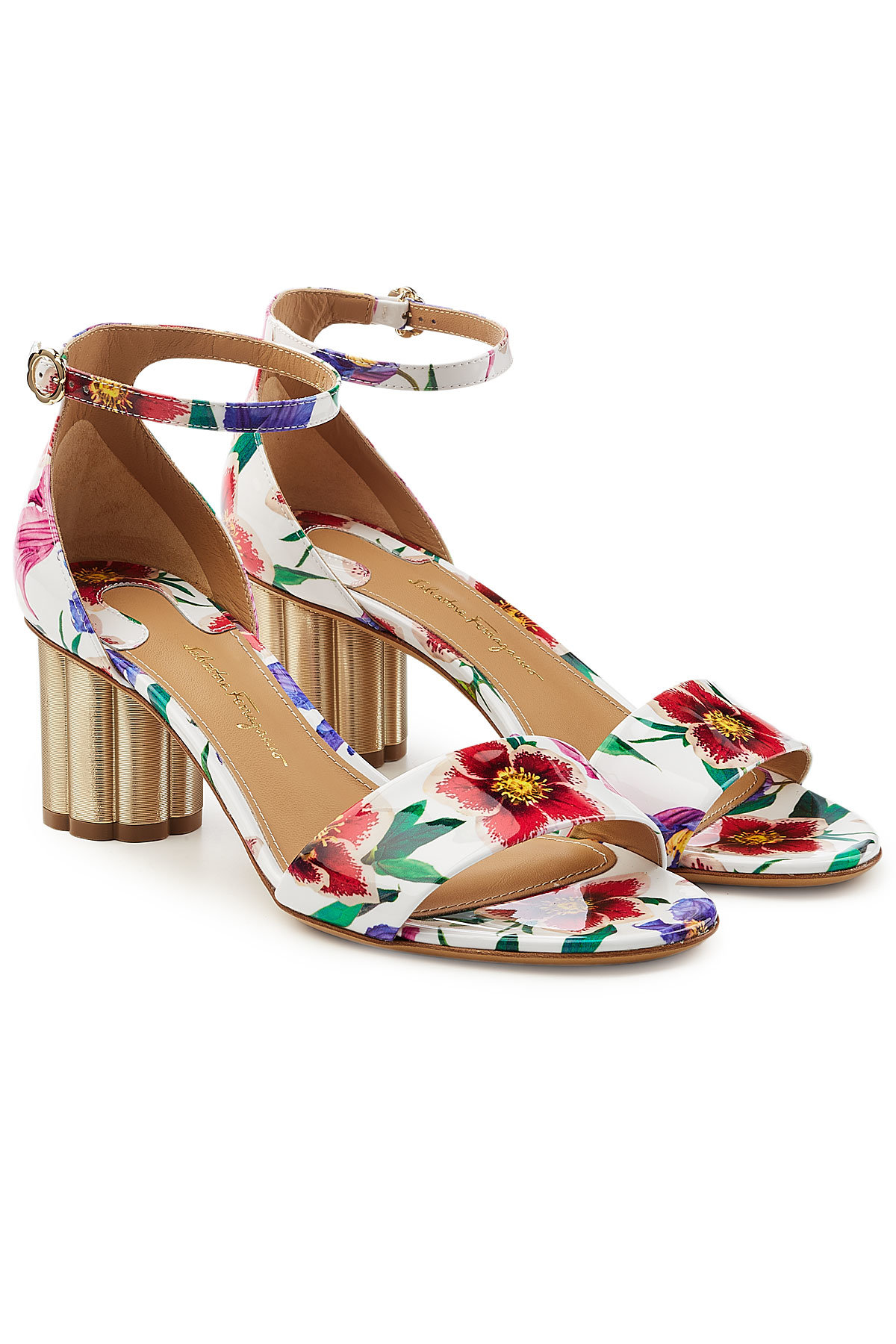 Salvatore Ferragamo - Eraclea Printed Patent Leather Sandals