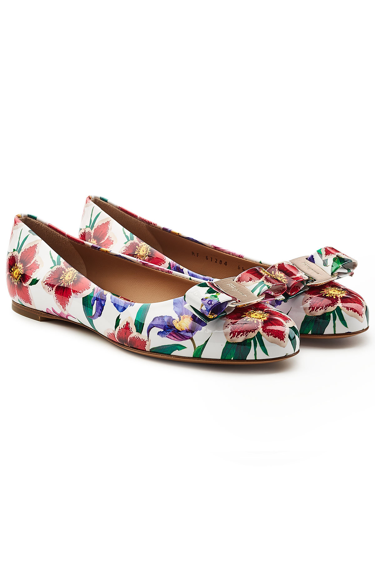 Salvatore Ferragamo - Varina Printed Patent Leather Ballerinas