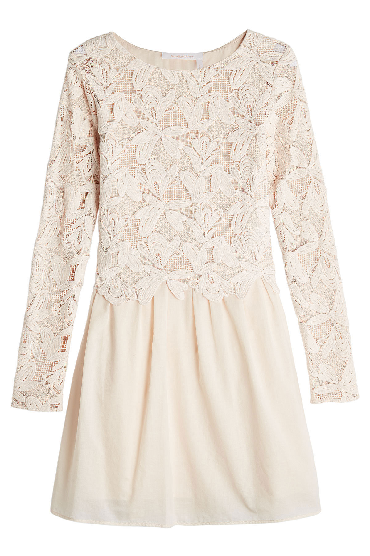 Lace and Cotton Mini Dress by See by Chloe