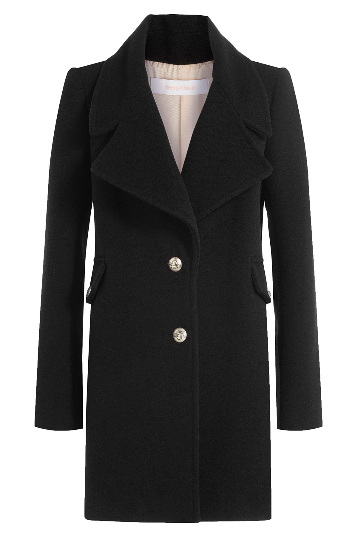 Wool Coat with Embossed Buttons by See by Chloe