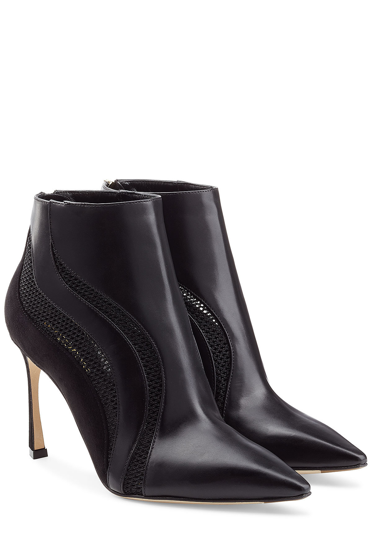 Sergio Rossi - Leather, Suede and Mesh Booties