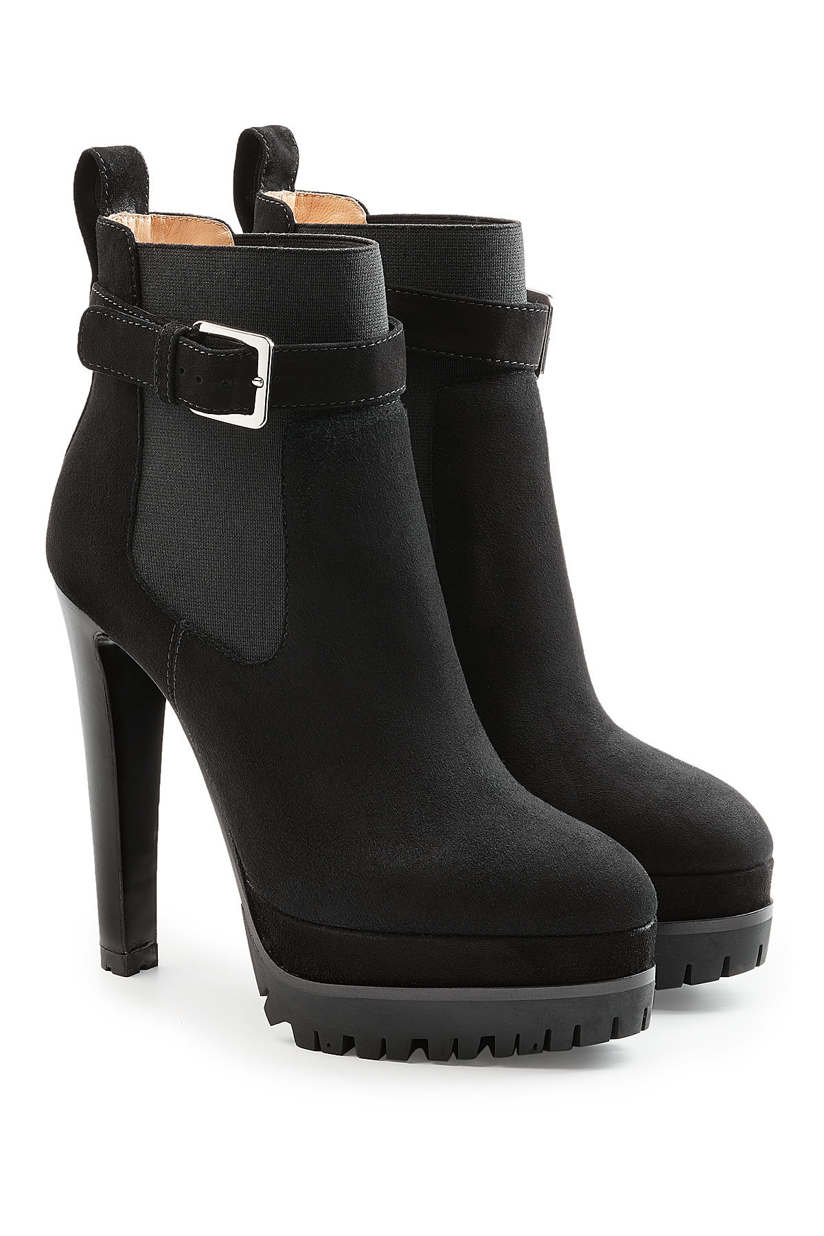 Sergio Rossi - Suede Ankle Boots with Leather