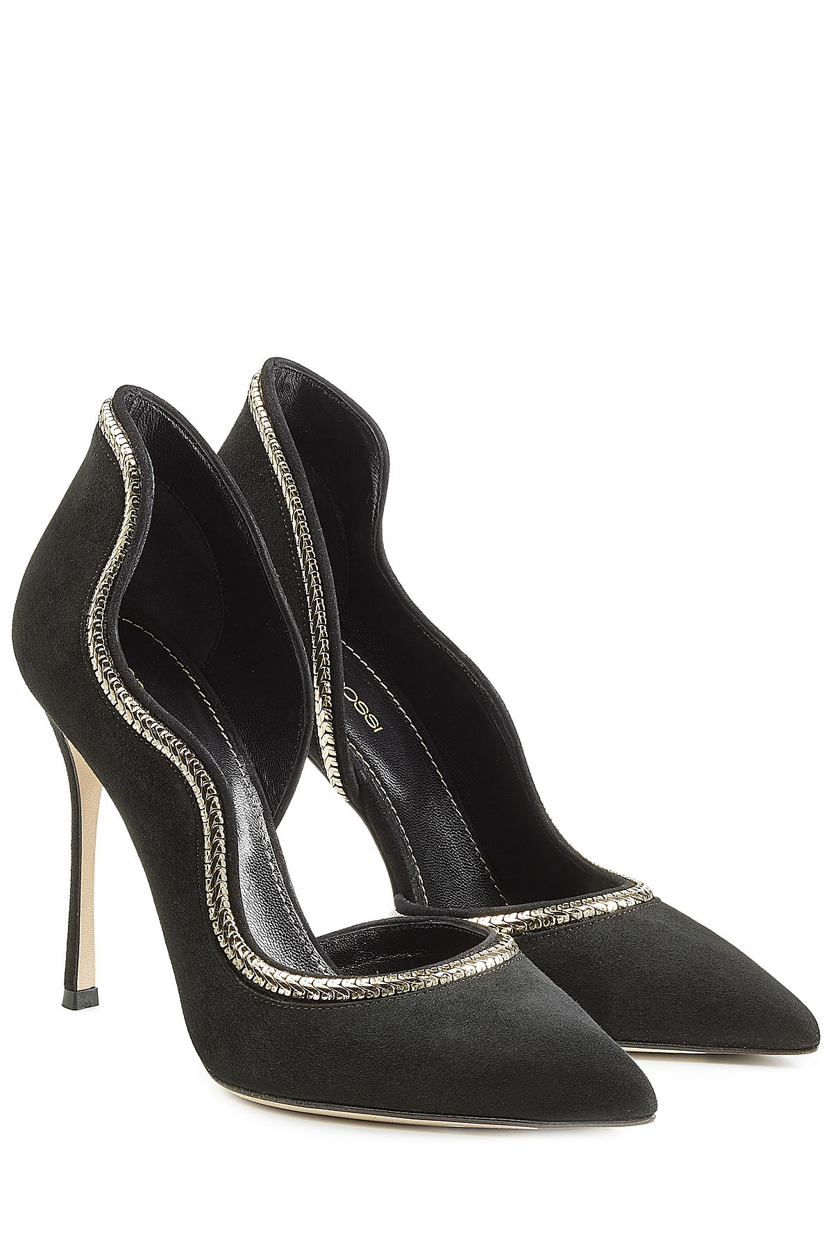 Sergio Rossi - Suede Pumps with Chain Embellishment