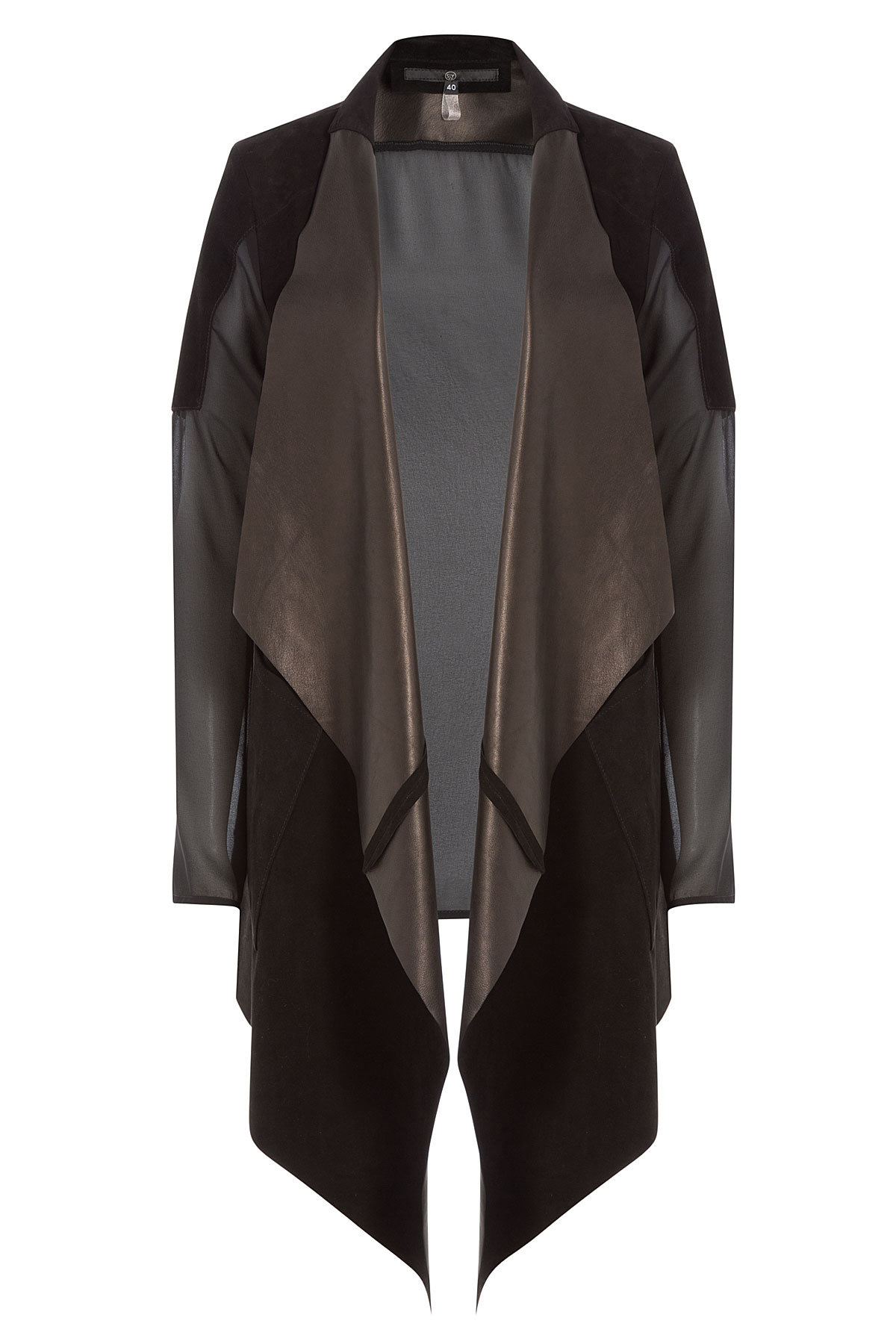 SLY010 - Suede and Leather Jacket with Sheer Back