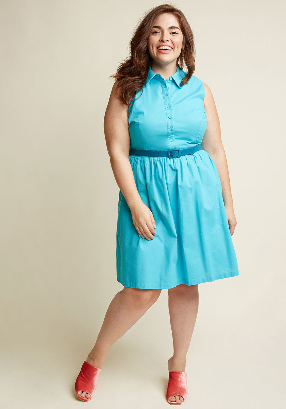 SP217MCD1364 - No matter the occasion on the invitation, this aqua shirt dress seems to suit! Totally timeless