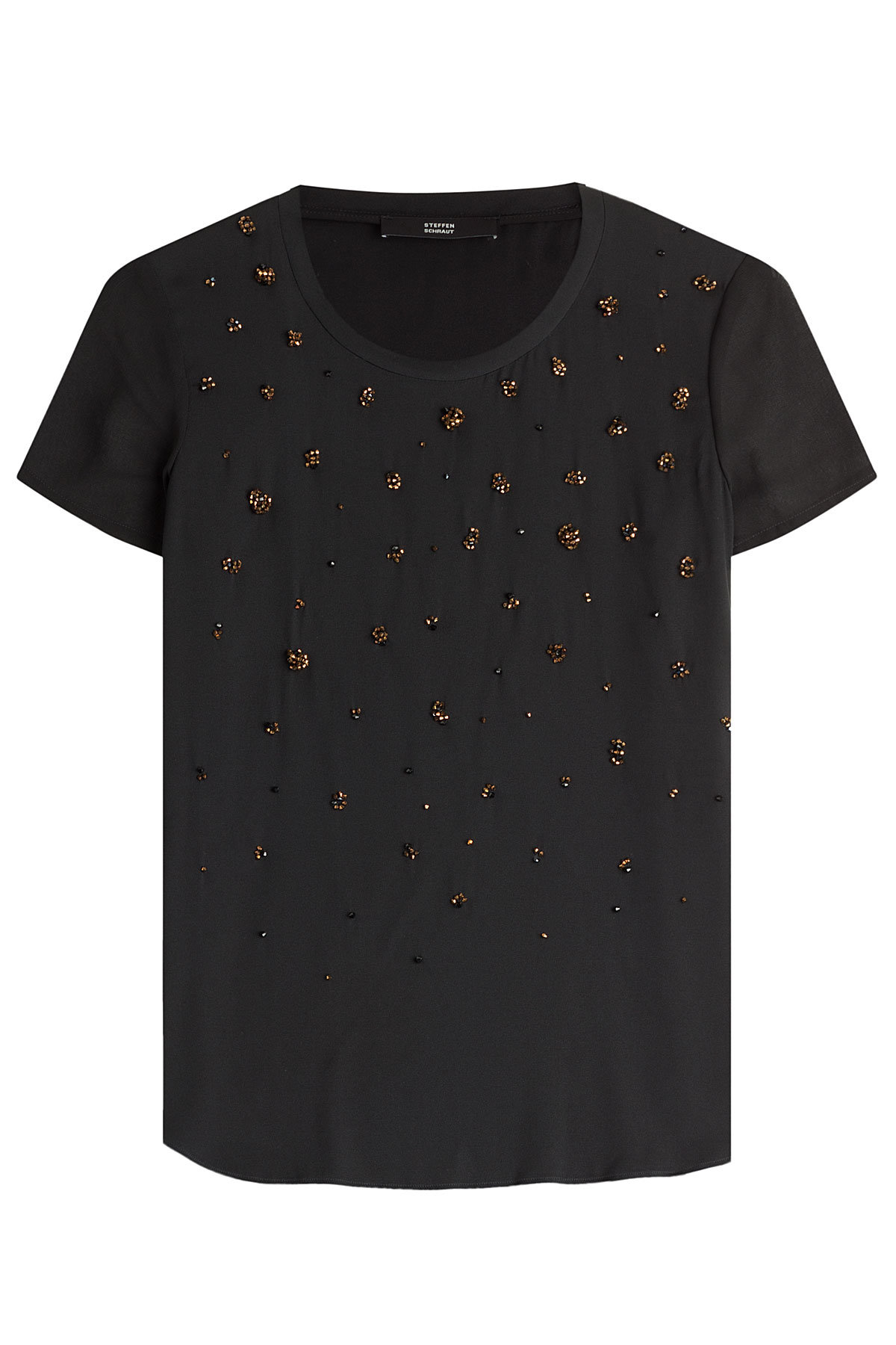 Hacienda Beaded Glam Embellished Silk Top by Steffen Schraut