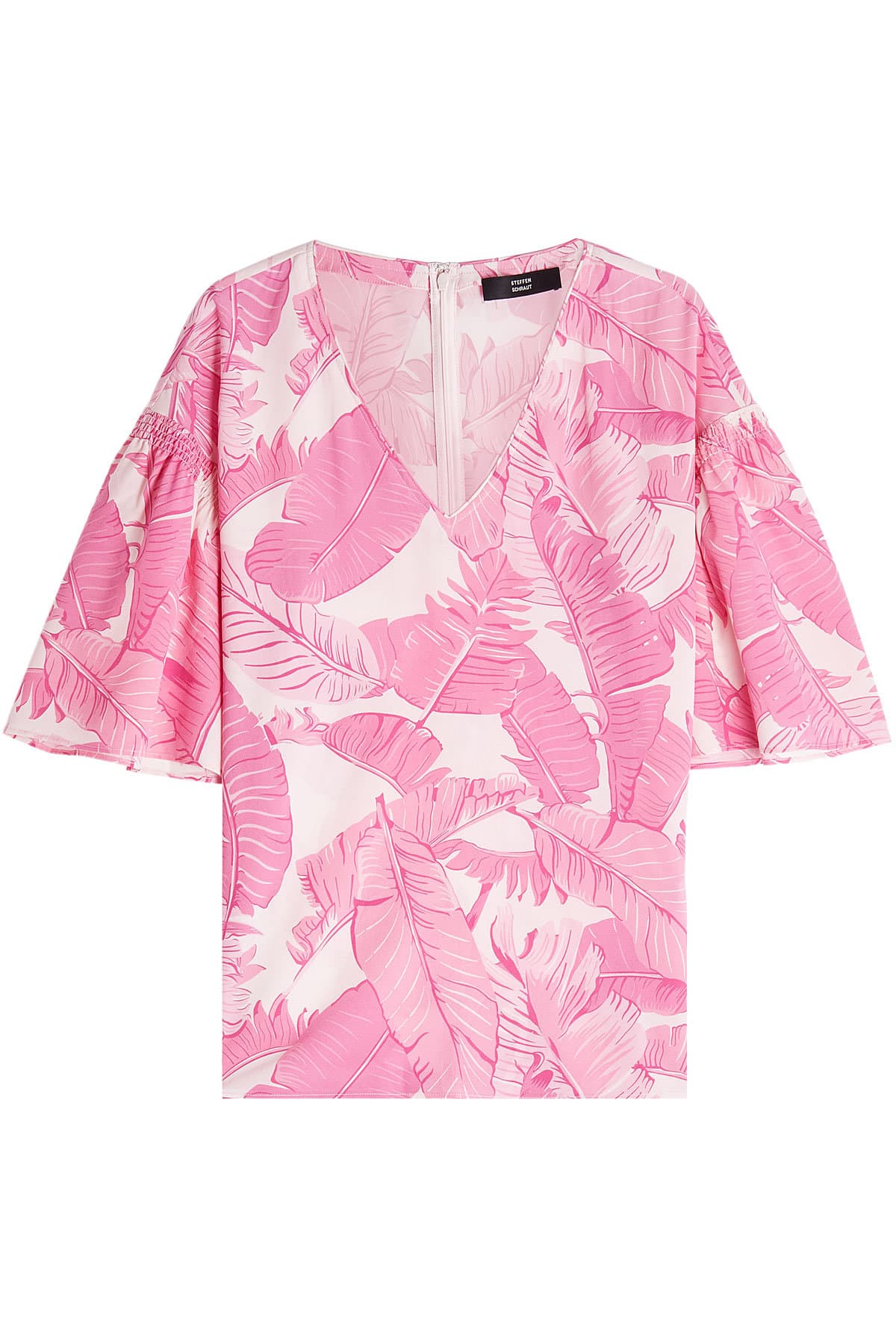 Palm Tree-Printed Silk Top by Steffen Schraut