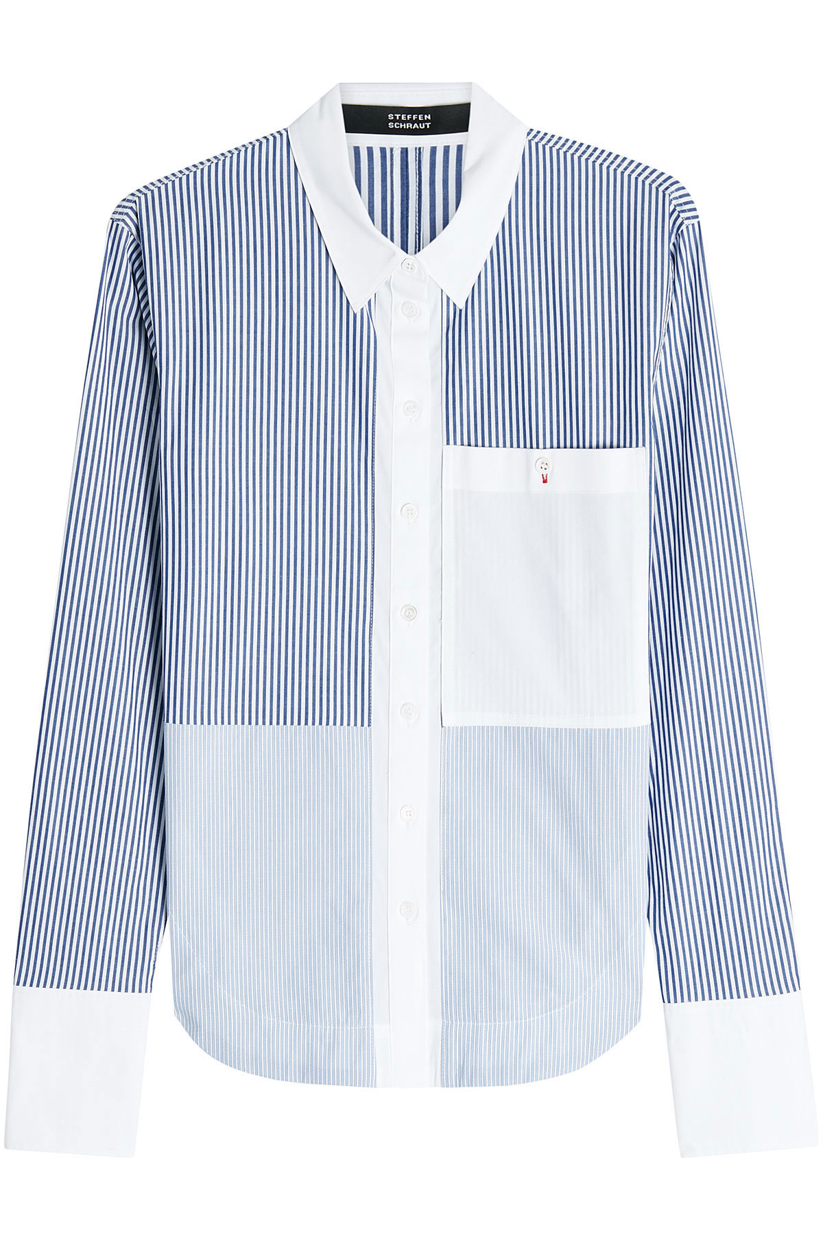 Patchwork Striped Cotton Shirt by Steffen Schraut