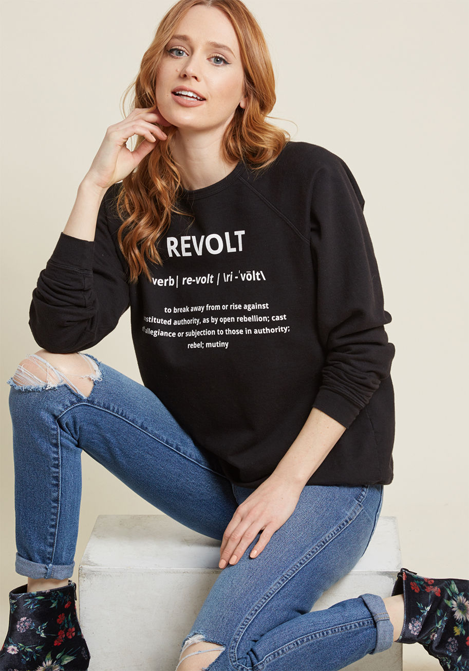 SWBLK1206 - The hustle of a social justice warrior is never done, so greet the day with this black sweatshirt and an uprising-ready attitude. Made