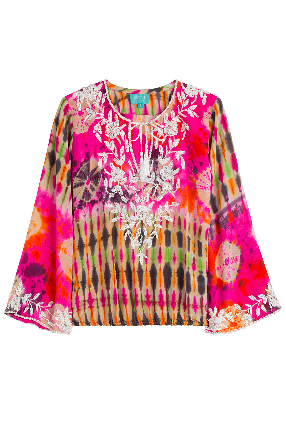 Taj - Embellished Tie-Dye Silk Top