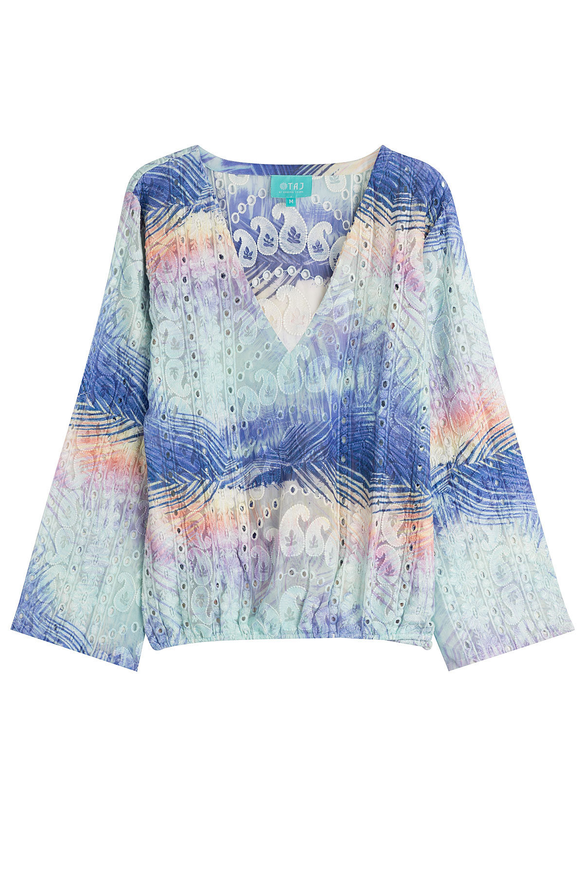 Taj - Printed Silk Top with Beading