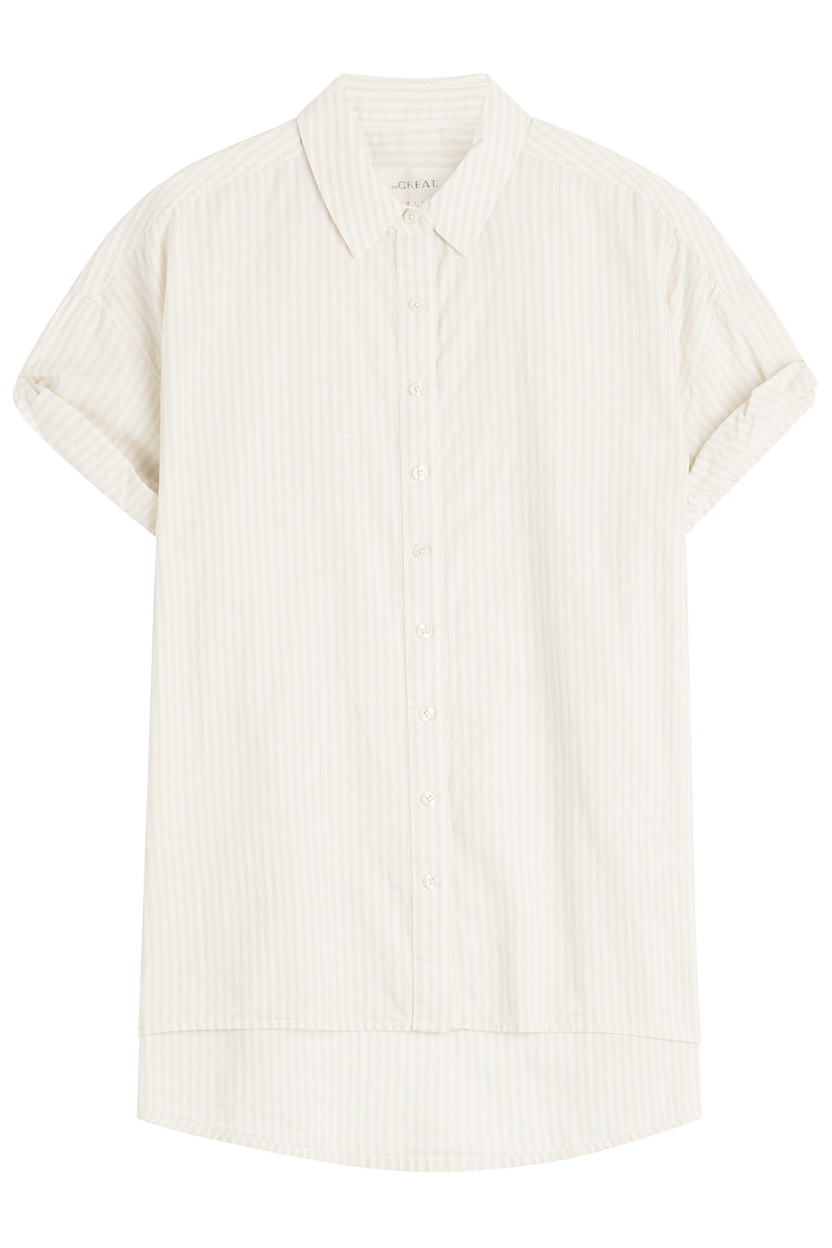 The Great - The Roll Sleeve Oversized Striped Cotton Shirt