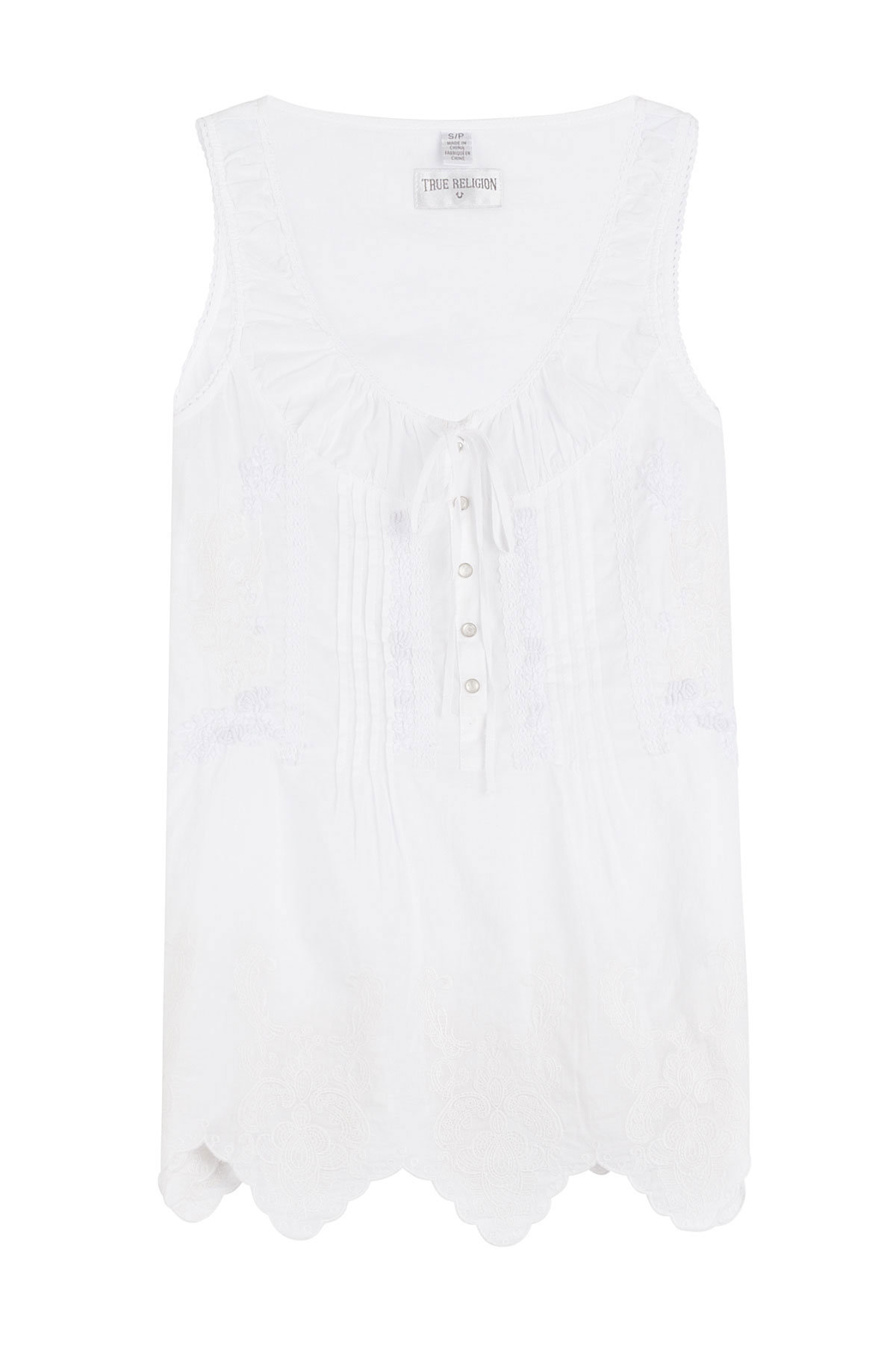Sleeveless Cotton Top with Embroidery by True Religion