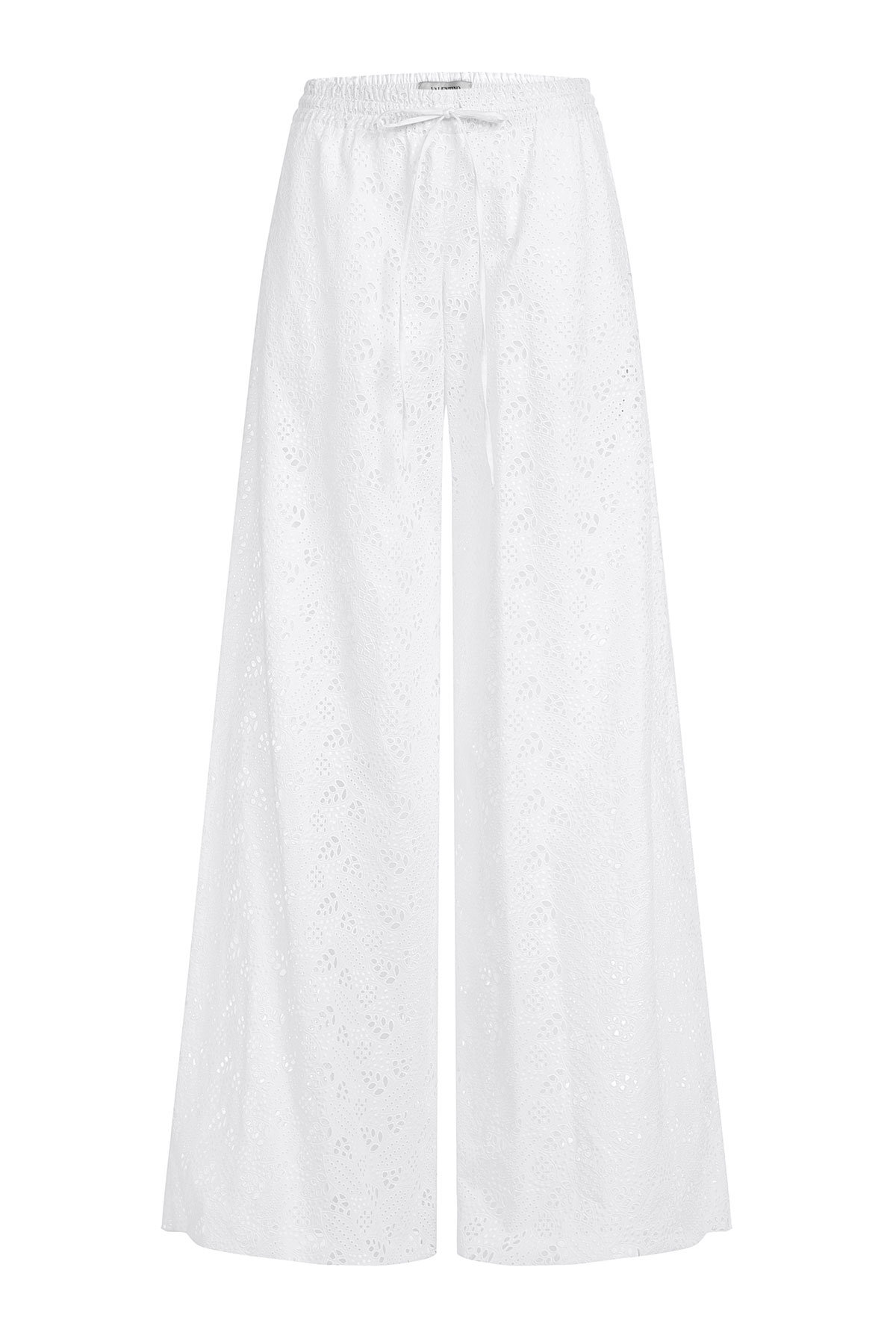 Broderie Anglaise Wide Leg Cotton Pants by Valentino