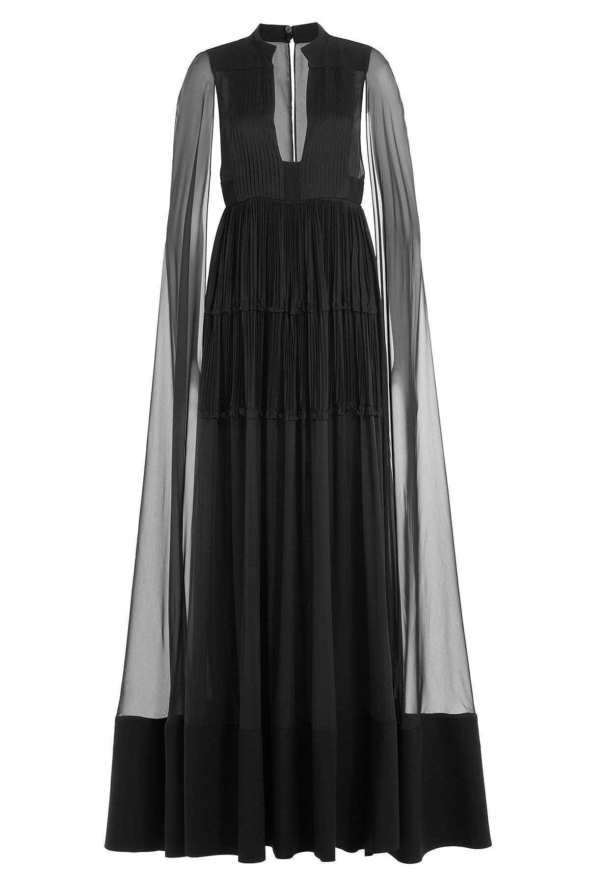 Valentino - Floor Length Silk Gown with Chiffon Cape