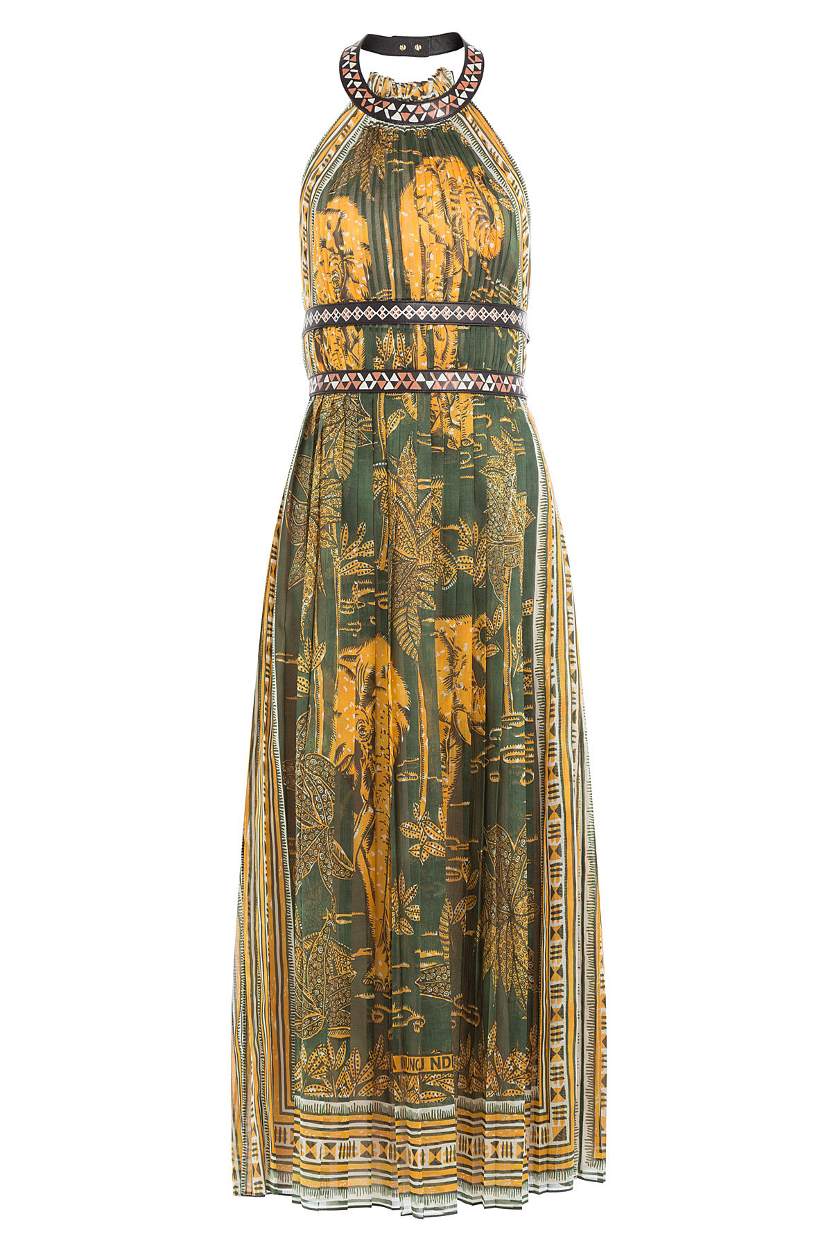 Valentino - Printed Cotton Dress with Painted Leather Detail