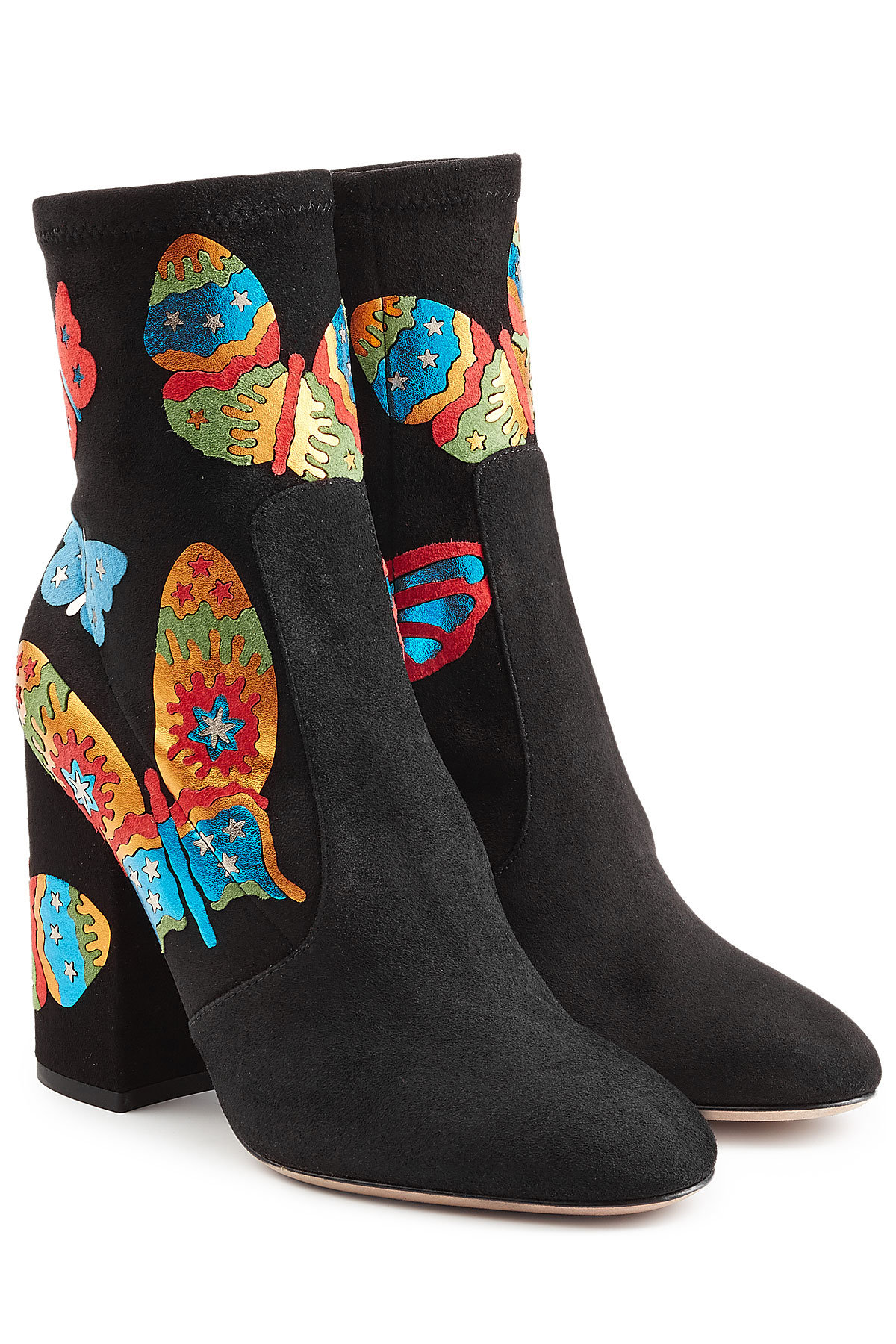 Valentino - Printed Suede Ankle Boots