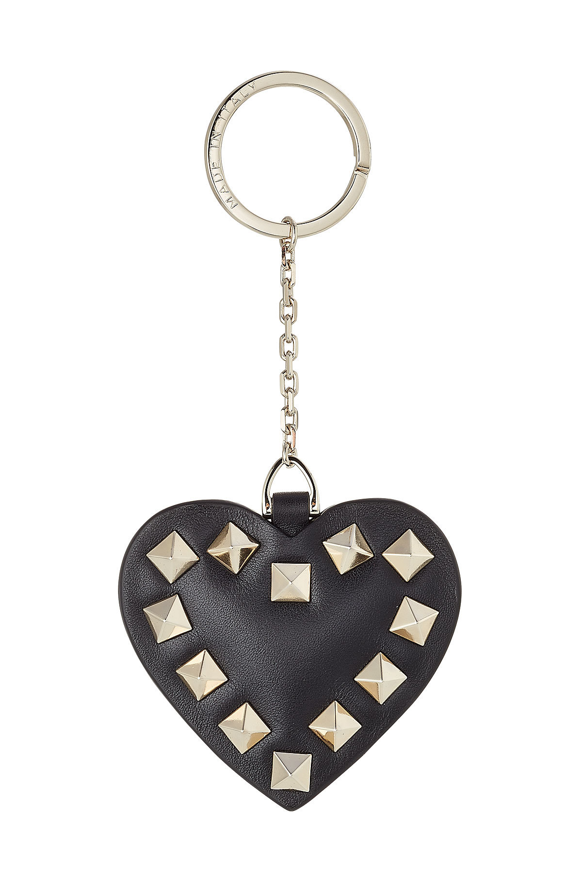 Valentino - Rockstud Heart Leather Keychain